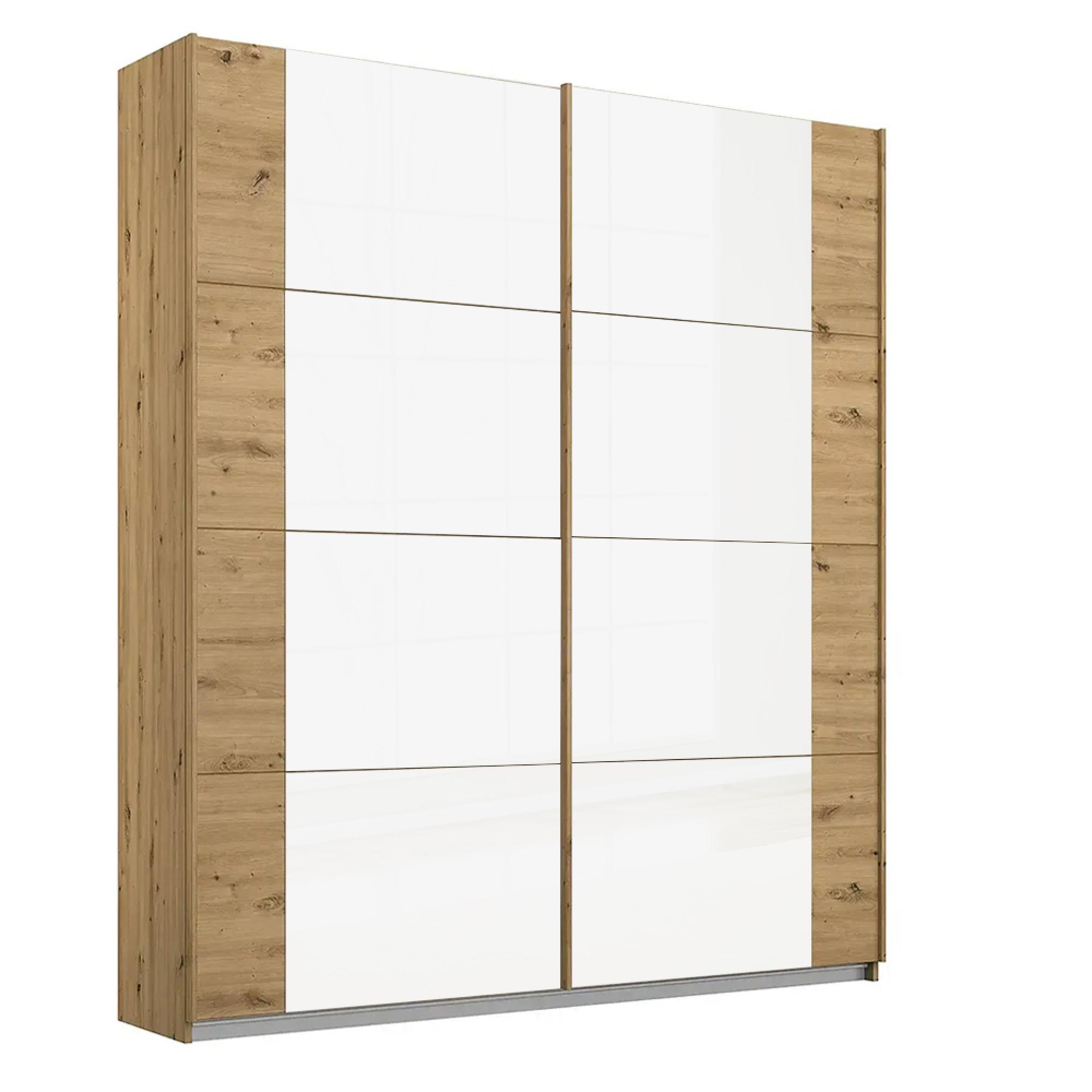 Rauch Artemis 181cm 2 Door Sliding Wardrobe - Artisan Oak and White Glass