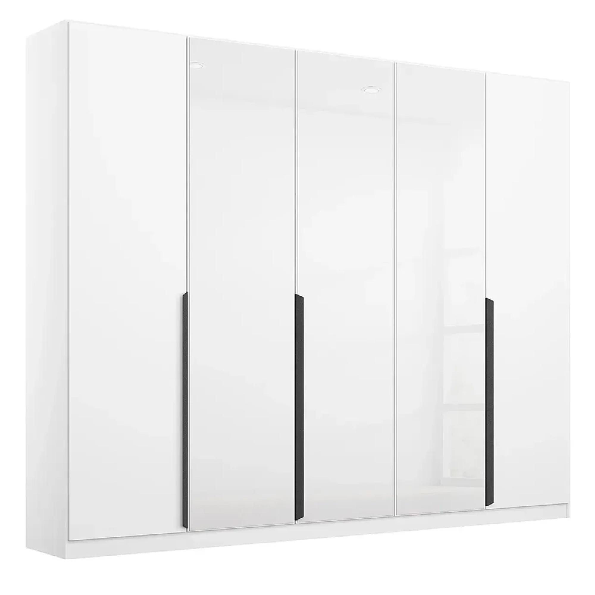 Rauch Artemis 226cm 5 Door Wardrobe - Alpine White and White Glass