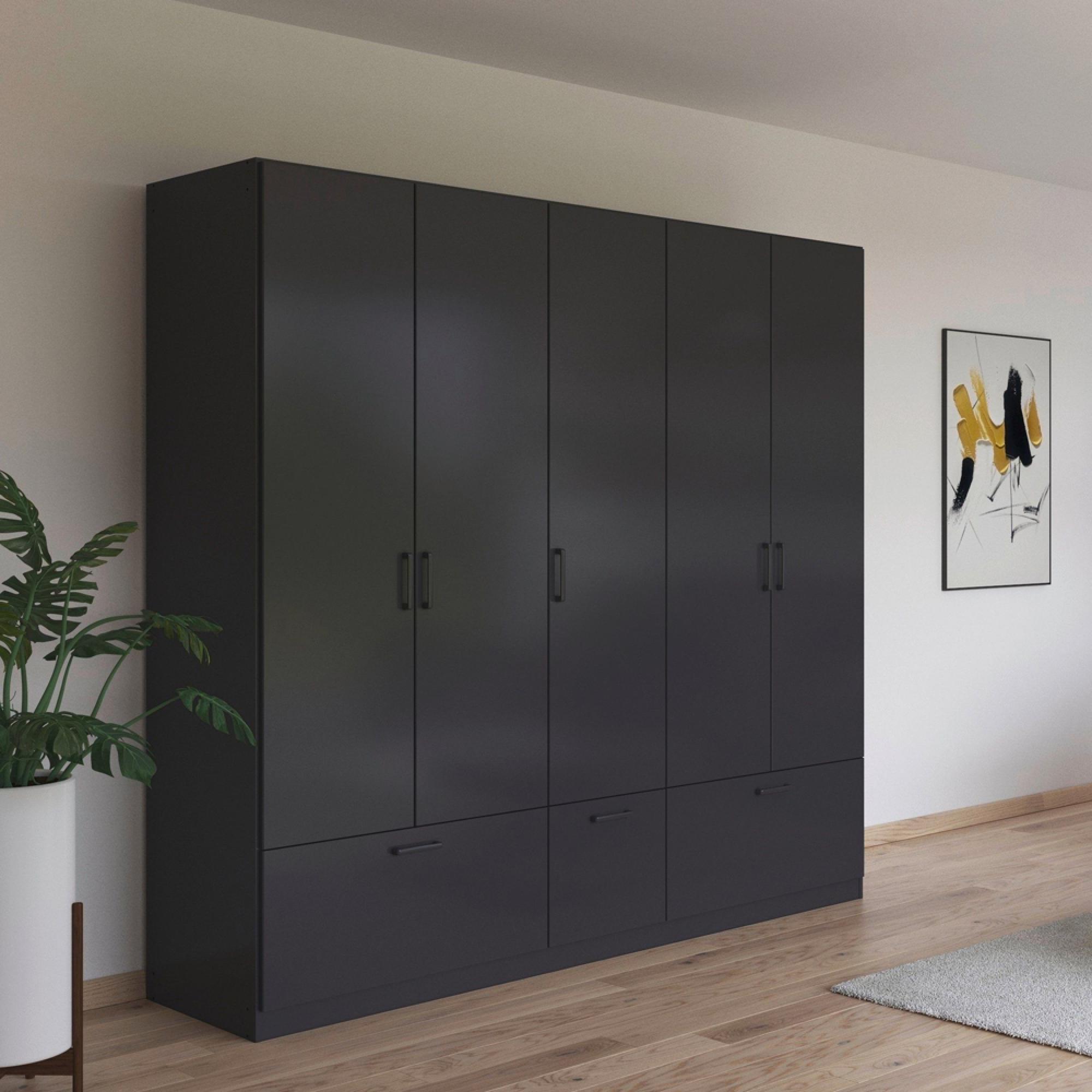 Rauch Bari 226cm 5 Door Wardrobe with Drawers - Metallic Grey
