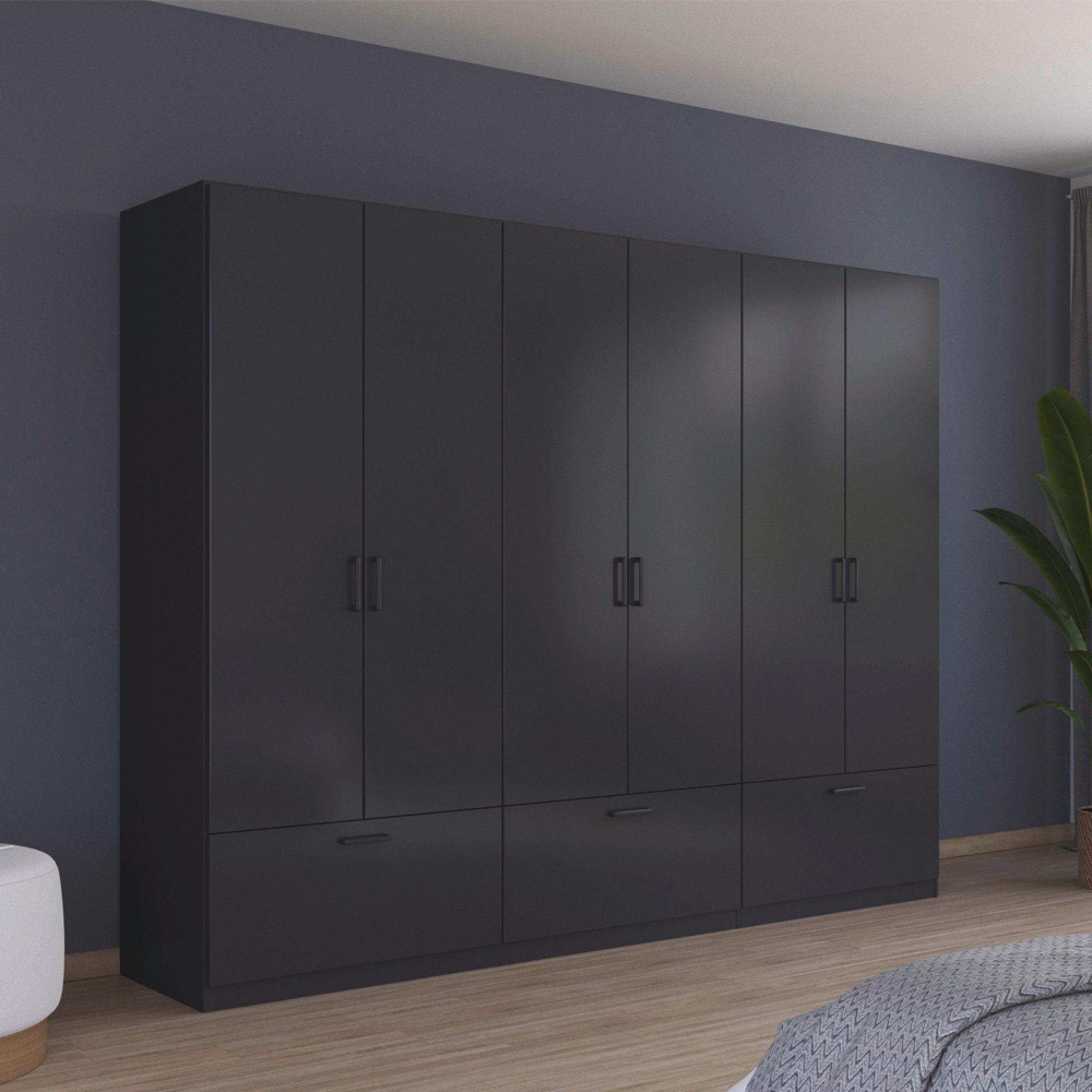 Rauch Bari 271cm 6 Door Wardrobe with Drawers - Metallic Grey