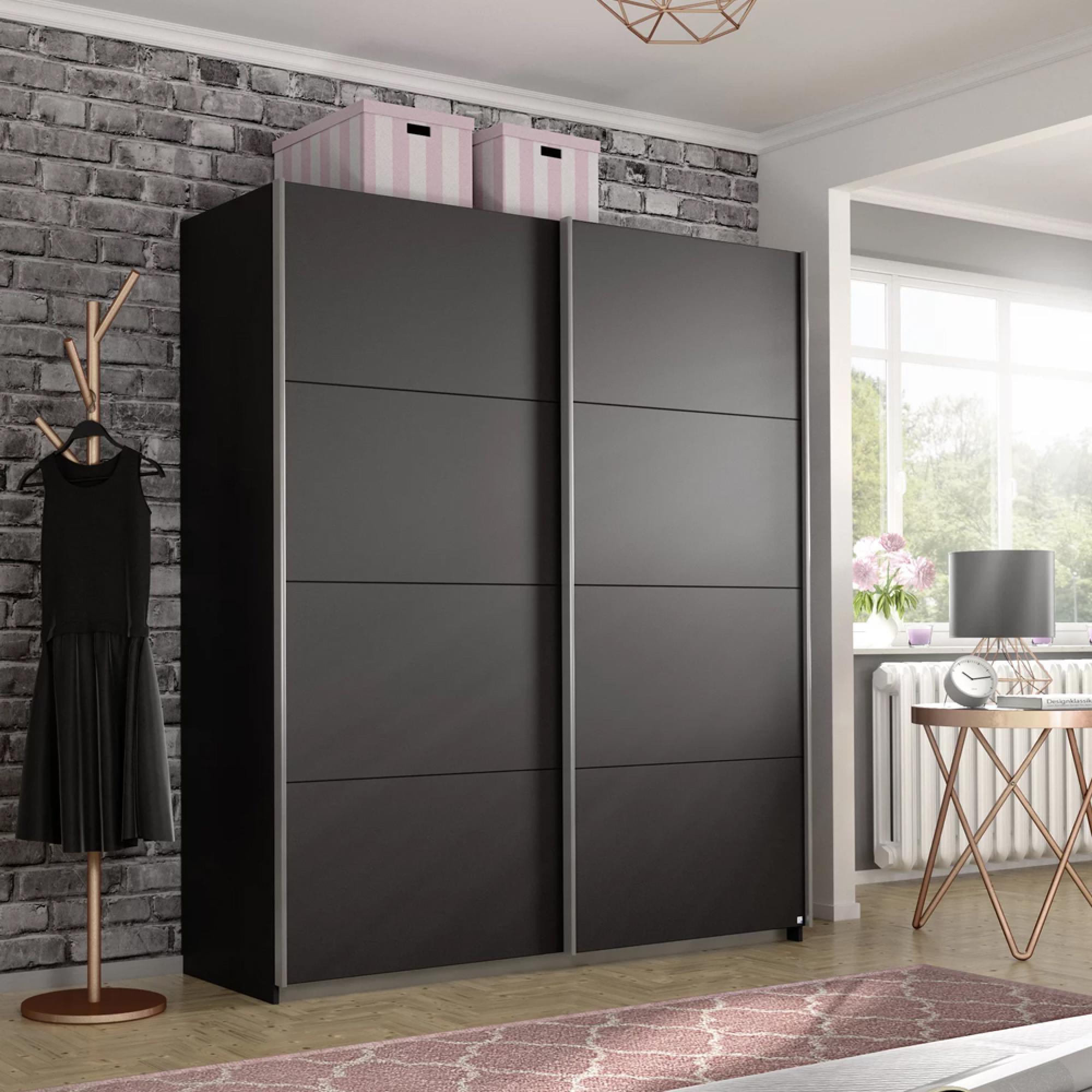 Rauch Belluno 181cm 2 Door Sliding Wardrobe - Metallic Dark Grey