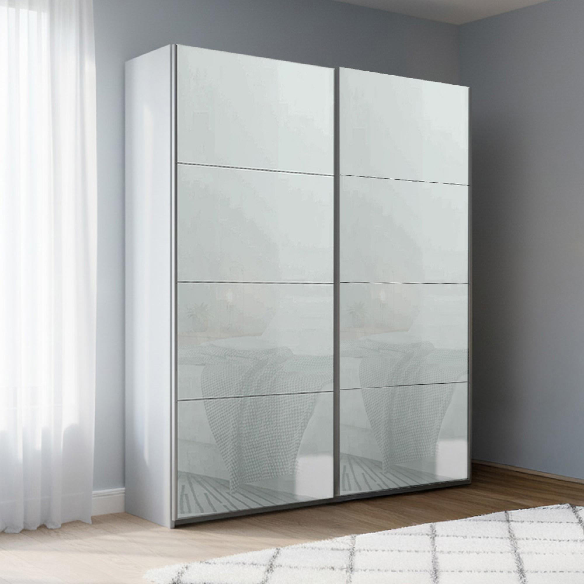 Rauch Beluga Extra 137cm 2 Door Sliding Wardrobe - Silk Grey and Silk Grey Glass