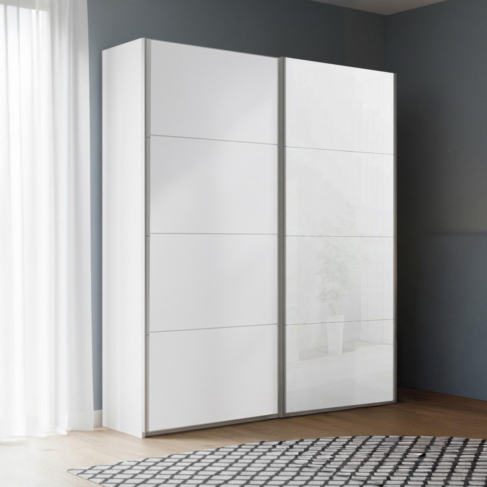 Rauch Beluga Extra 137cm 2 Door Sliding Wardrobe - White High Gloss and Alpine White Front