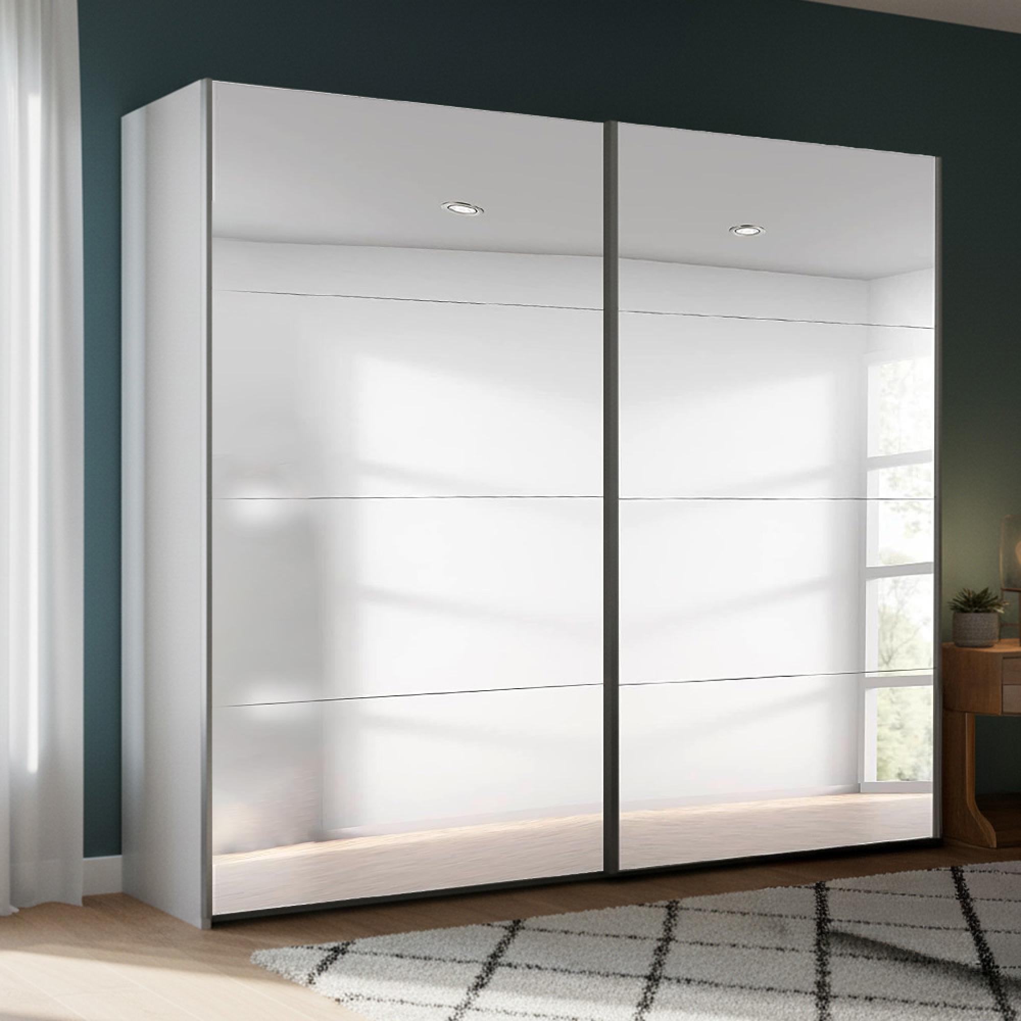Rauch Beluga Extra 226cm 2 Door Sliding Mirrored Wardrobe - Silk Grey