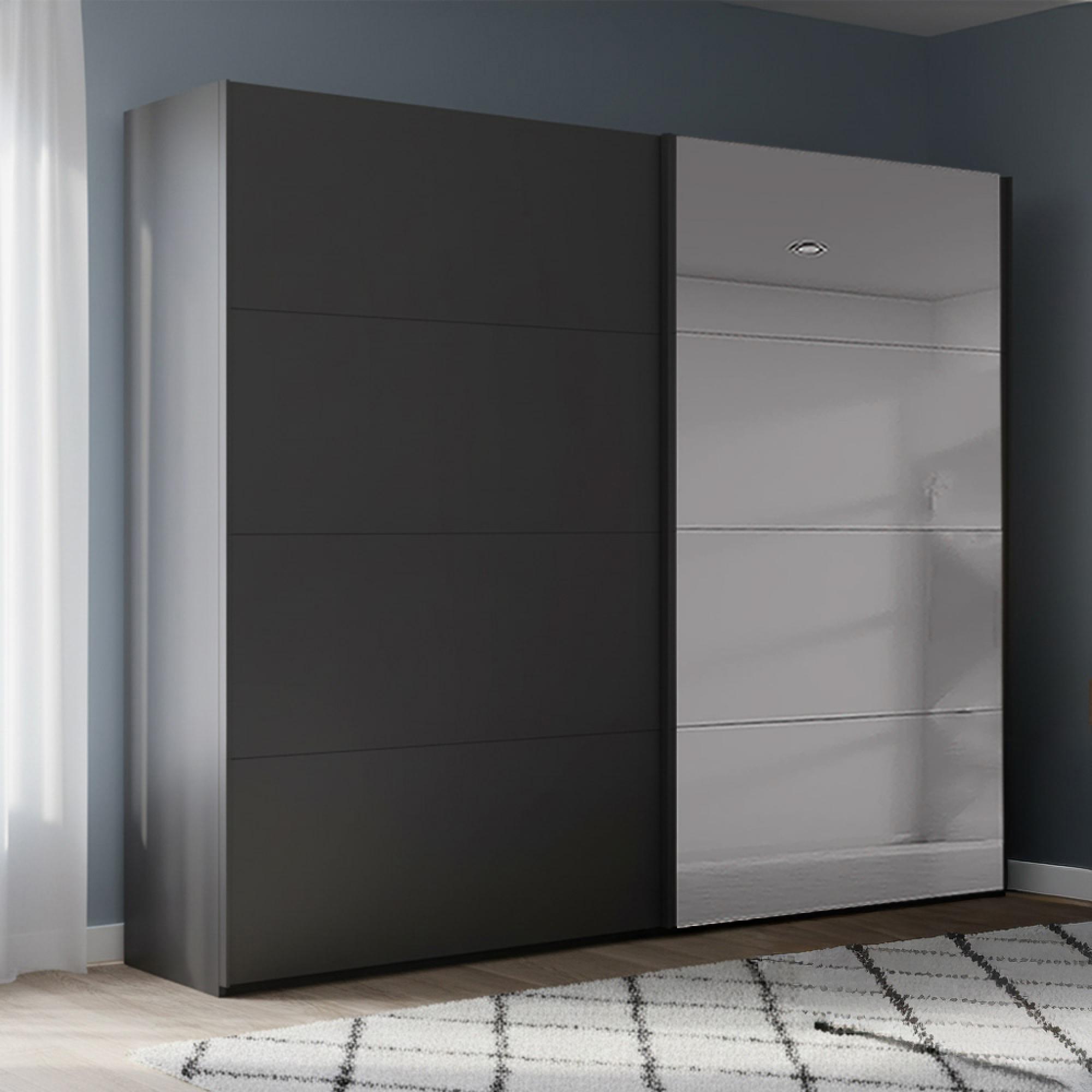 Rauch Beluga Extra 226cm 2 Door Sliding Wardrobe with Grey Mirror - Graphite