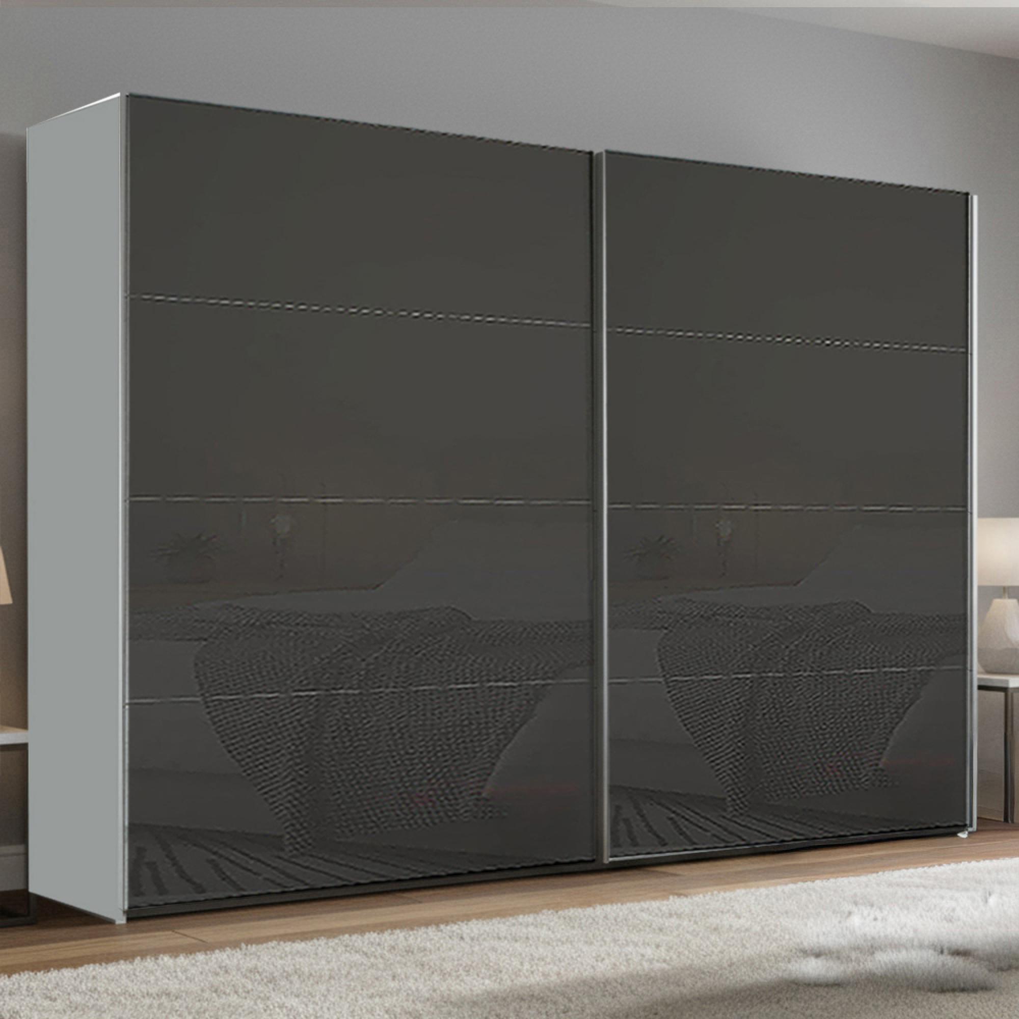 Rauch Beluga Extra 271cm 2 Door Sliding Wardrobe - Silk Grey and Basalt Glass