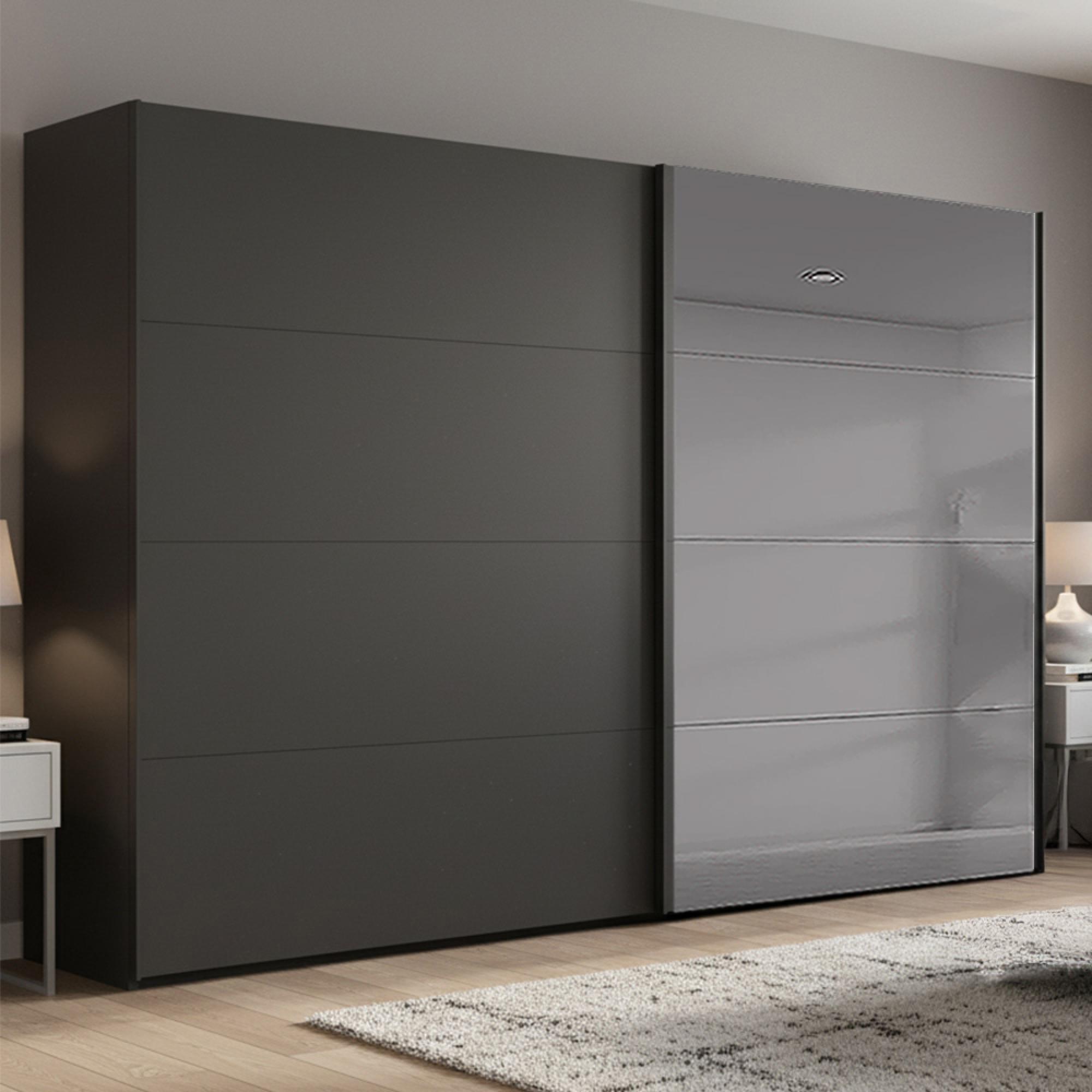Rauch Beluga Extra 271cm 2 Door Sliding Wardrobe with Grey Mirror - Graphite