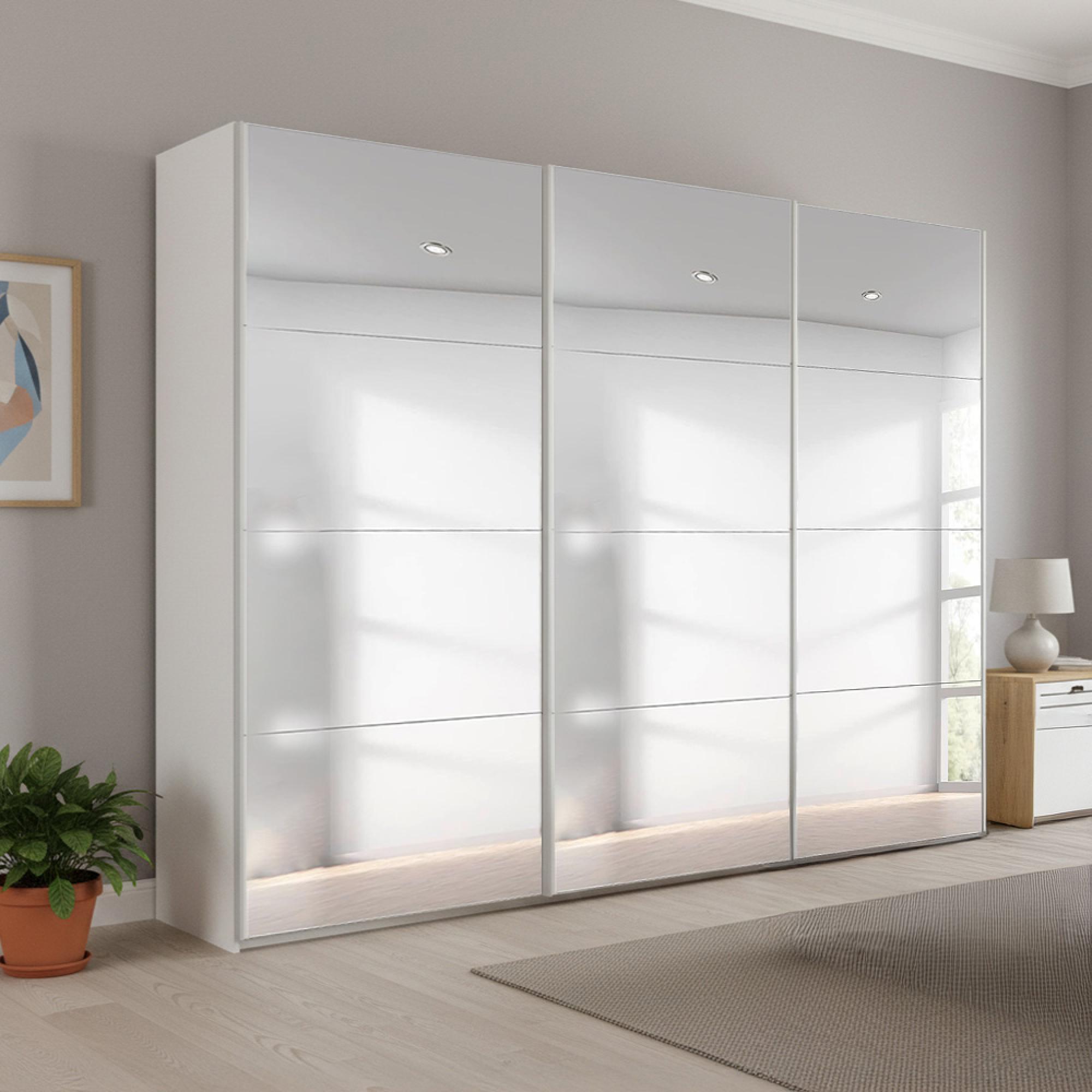Rauch Beluga Extra 271cm 3 Door Sliding Mirrored Wardrobe - Alpine White