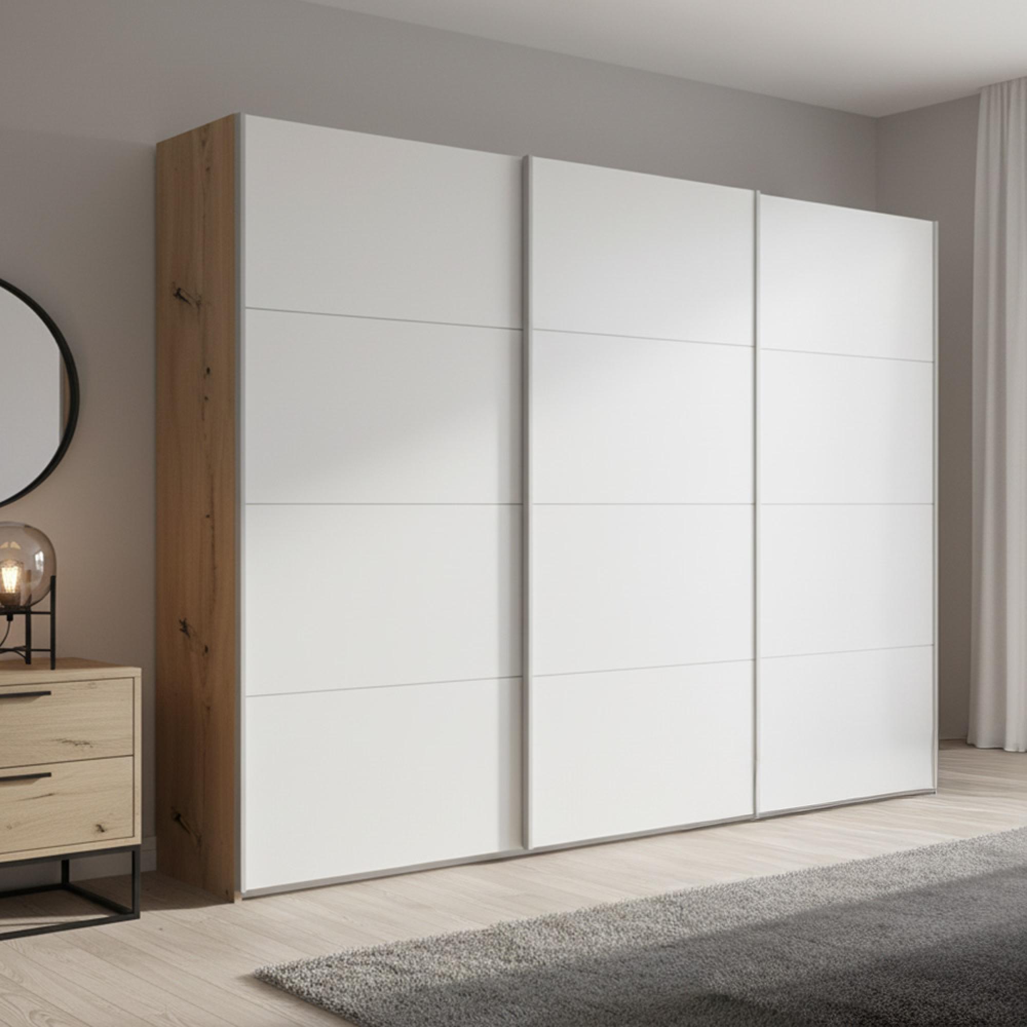 Rauch Beluga Extra 271cm 3 Door Sliding Wardrobe - Artisan Oak and Alpine White