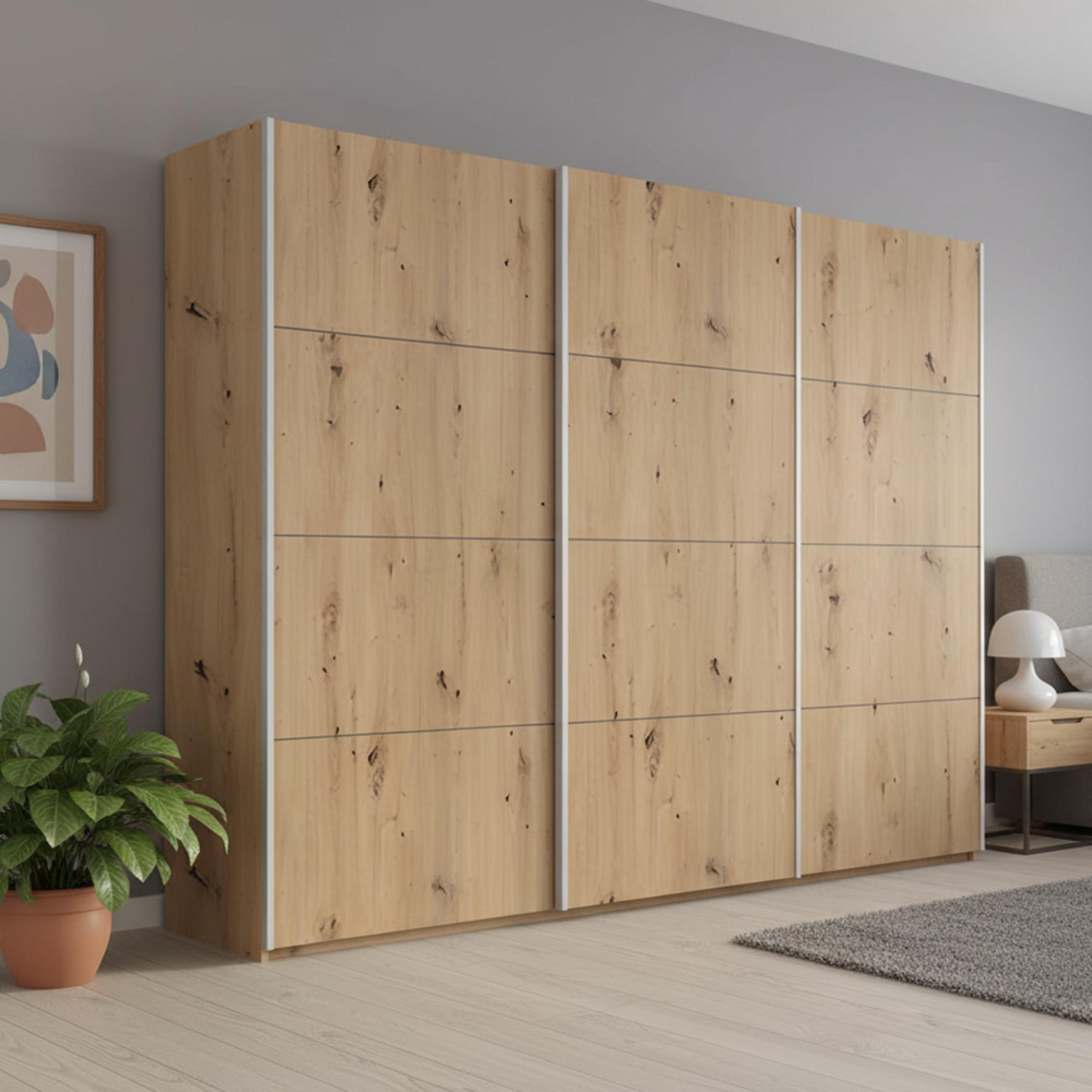 Rauch Beluga Extra 271cm 3 Door Sliding Wardrobe - Artisan Oak