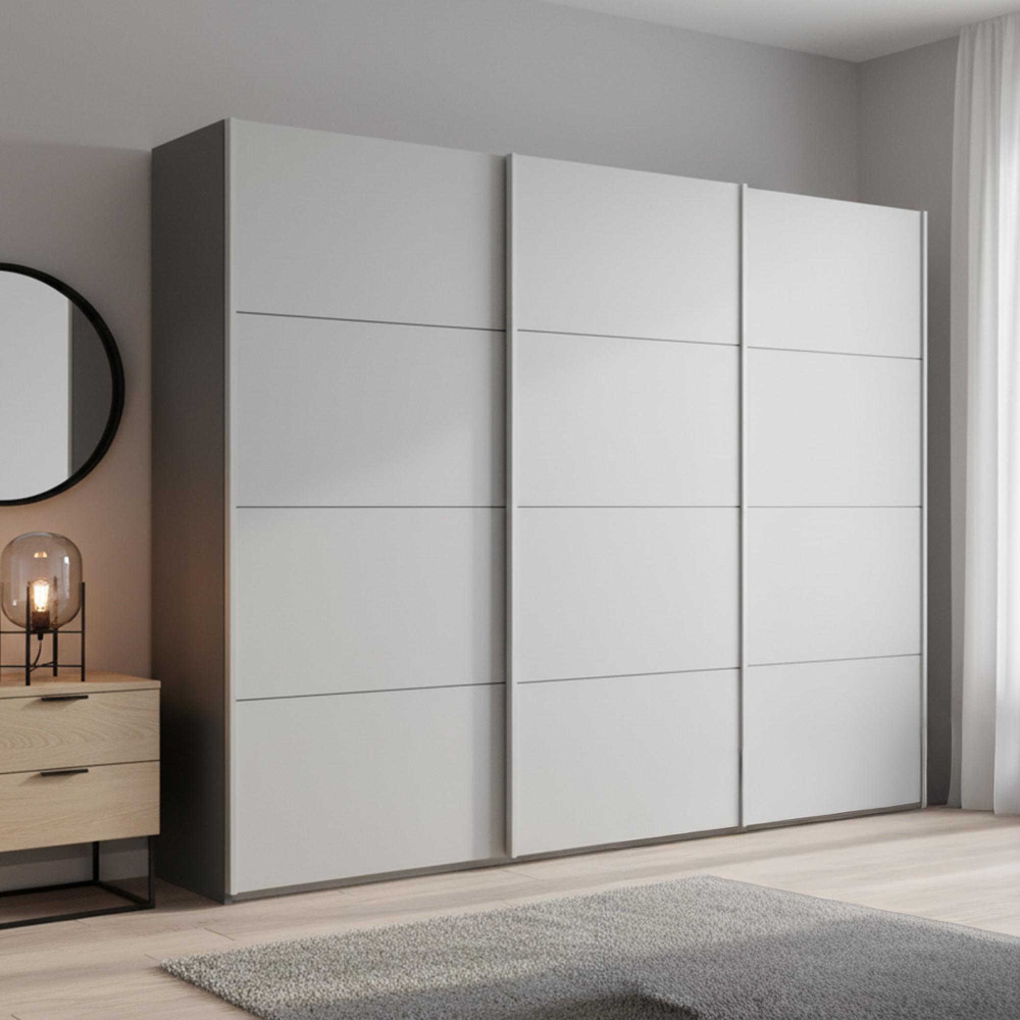 Rauch Beluga Extra 271cm 3 Door Sliding Wardrobe - Graphite and Silk Grey