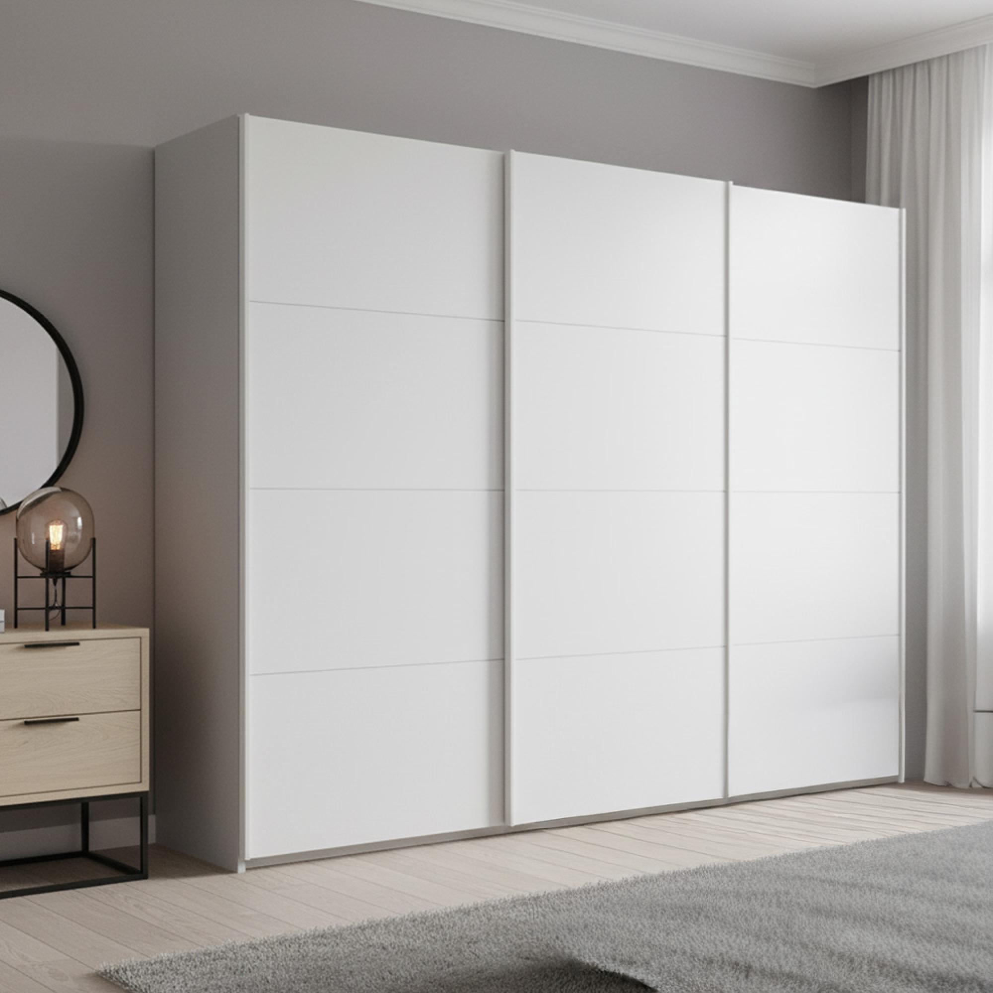 Rauch Beluga Extra 271cm 3 Door Sliding Wardrobe - Silk Grey and Alpine White