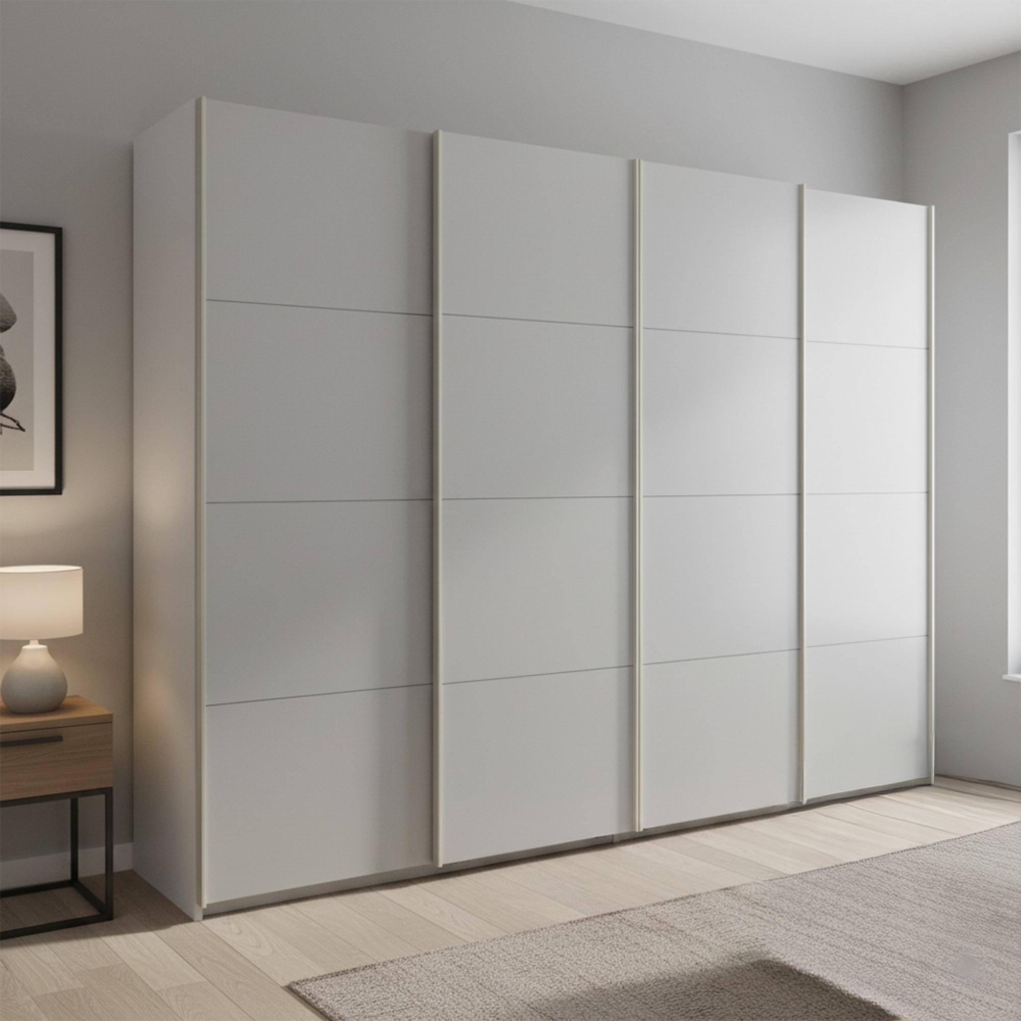 Rauch Beluga Extra 271cm 4 Door Sliding Wardrobe - Alpine White and Silk Grey