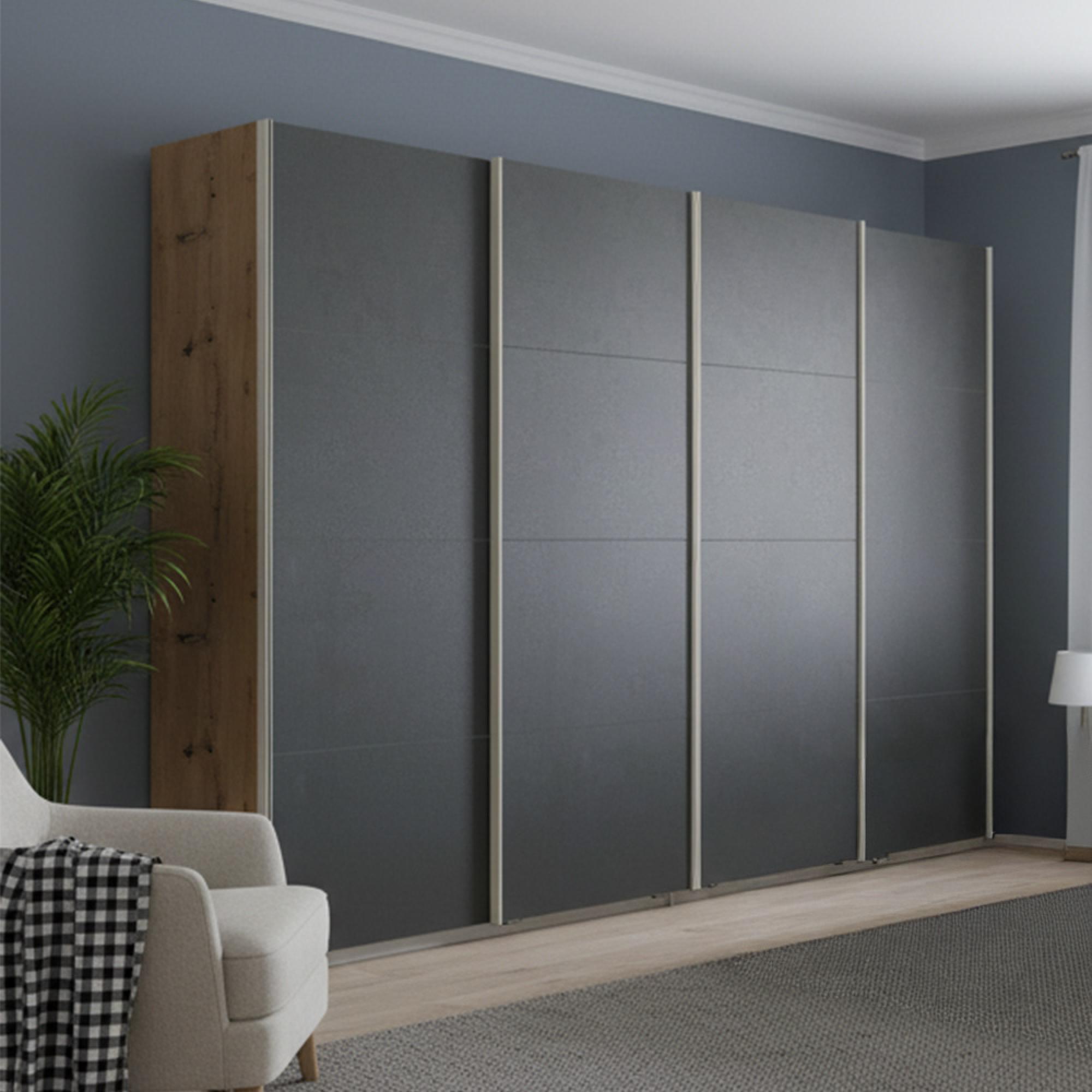 Rauch Beluga Extra 271cm 4 Door Sliding Wardrobe - Artisan Oak and Graphite