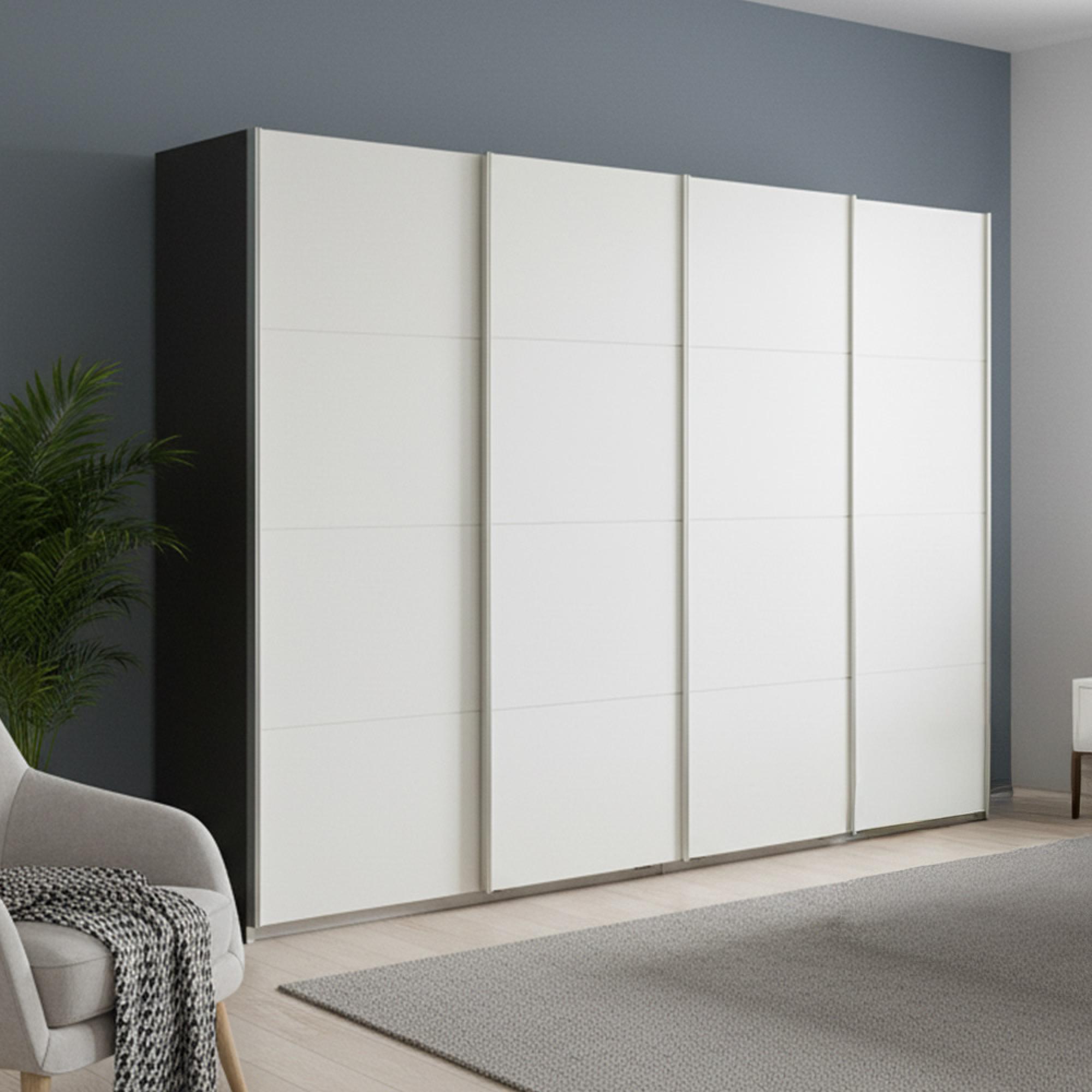 Rauch Beluga Extra 271cm 4 Door Sliding Wardrobe - Graphite and Alpine White
