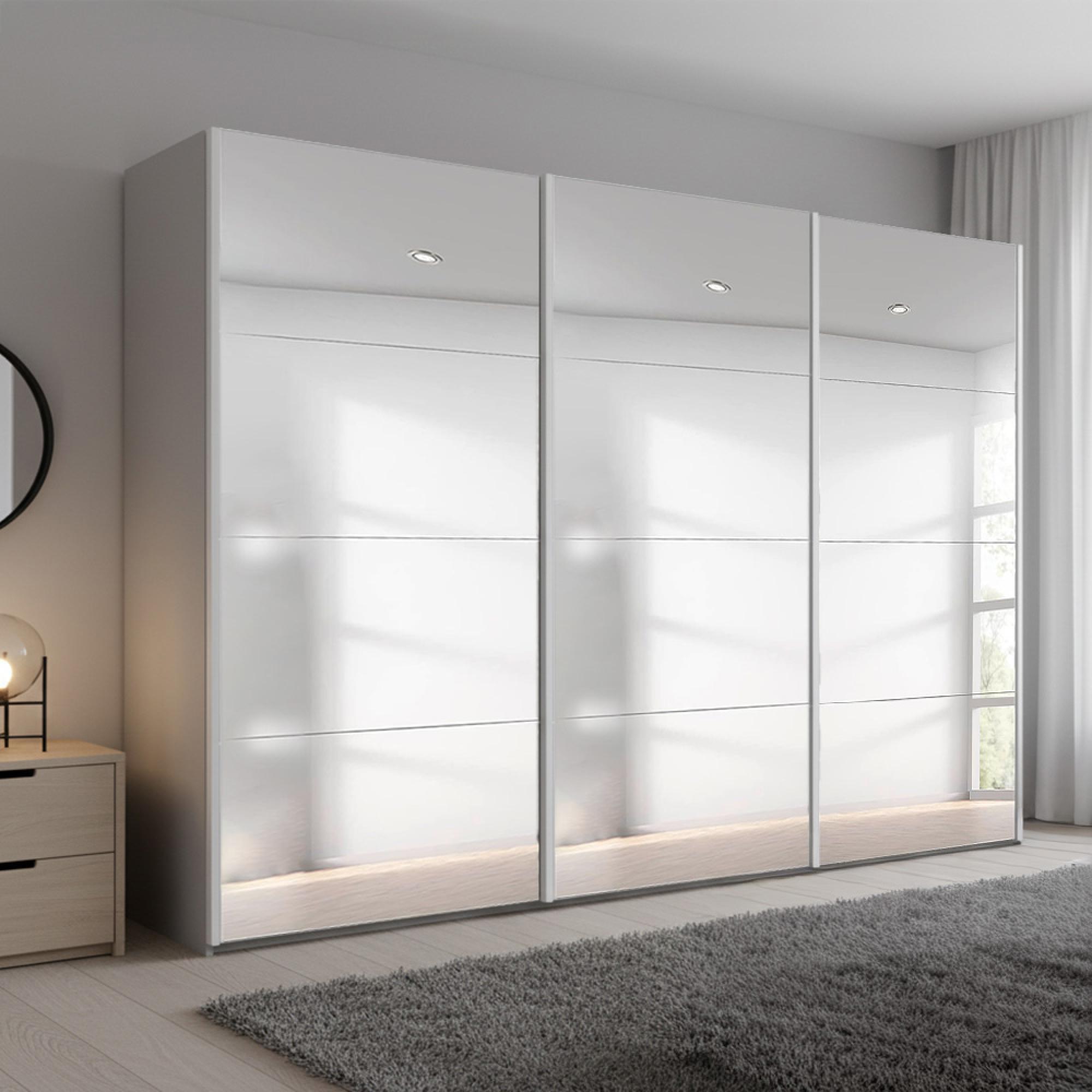 Rauch Beluga Extra 316cm 3 Door Sliding Mirrored Wardrobe - Silk Grey