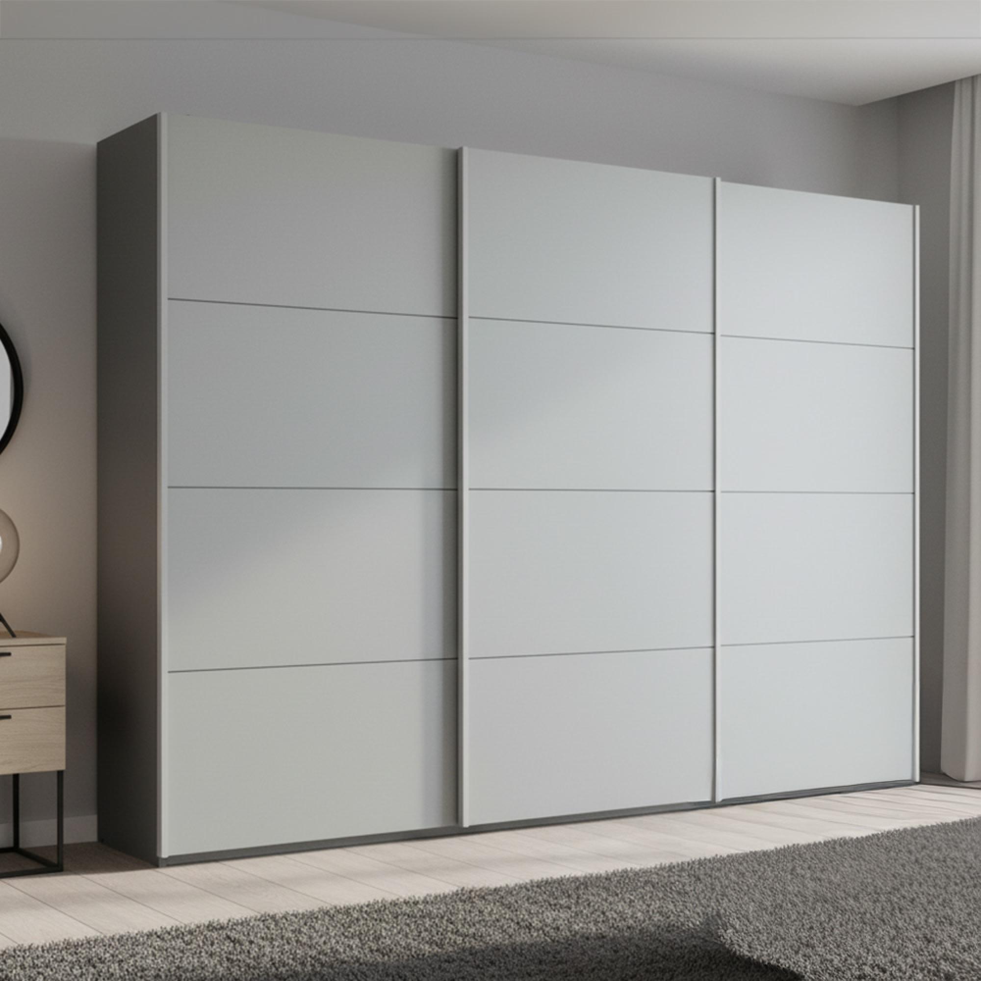 Rauch Beluga Extra 316cm 3 Door Sliding Wardrobe - Graphite and Silk Grey
