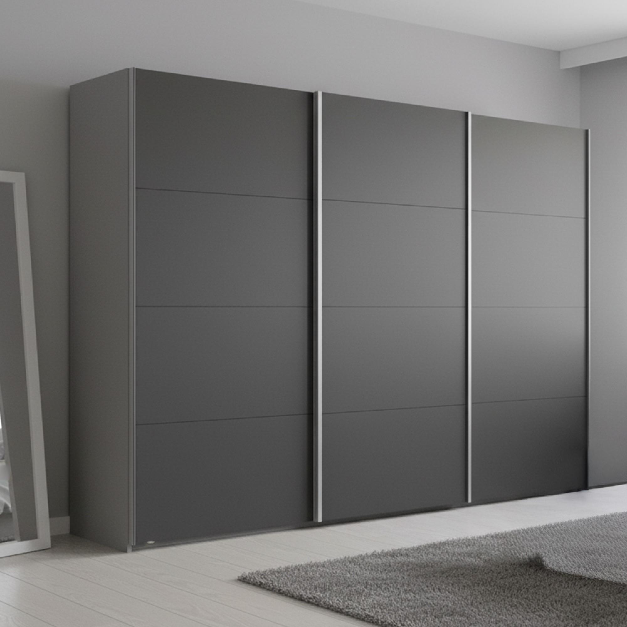 Rauch Beluga Extra 316cm 3 Door Sliding Wardrobe - Silk Grey and Graphite