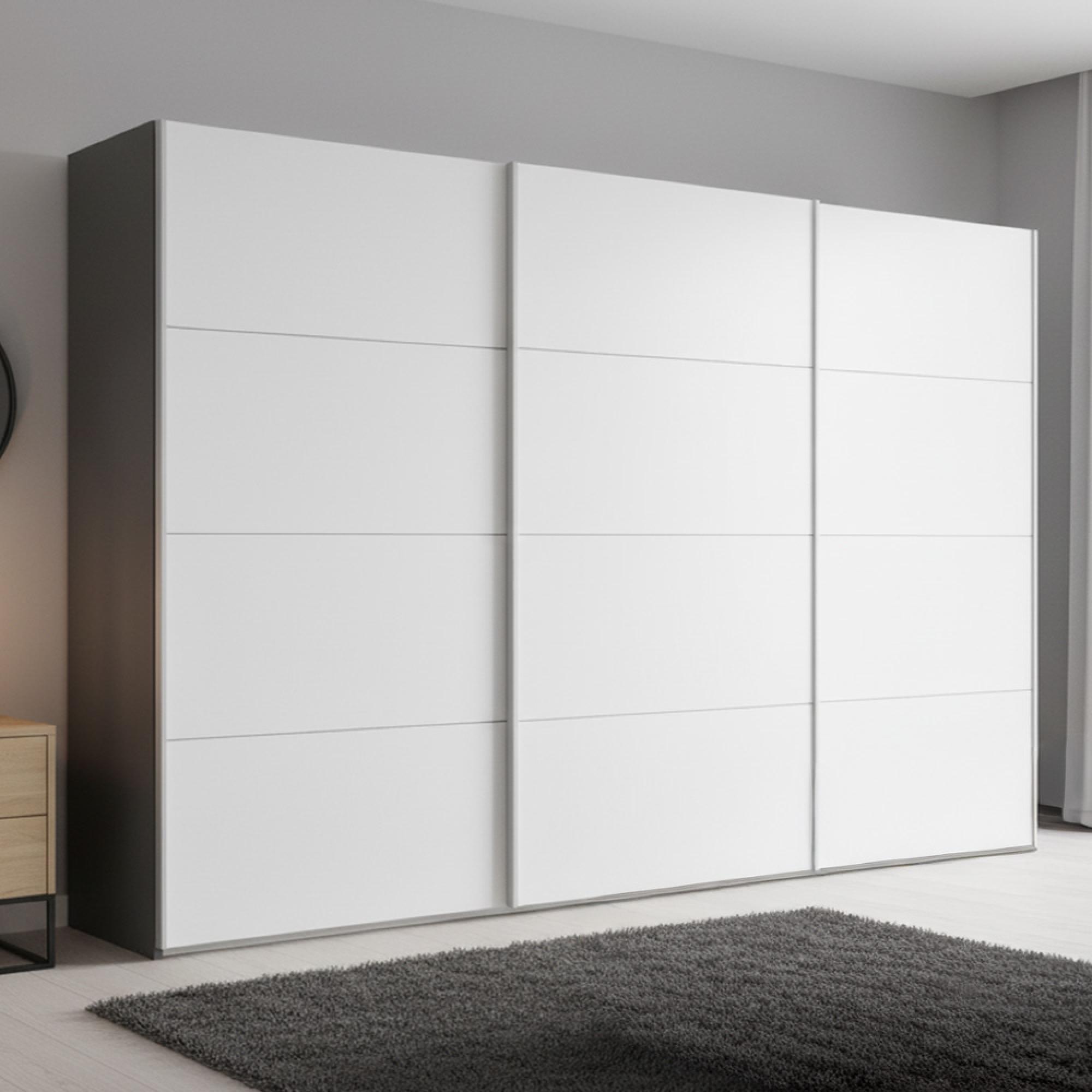 Rauch Beluga Extra 361cm 3 Door Sliding Wardrobe - Graphite and Alpine White