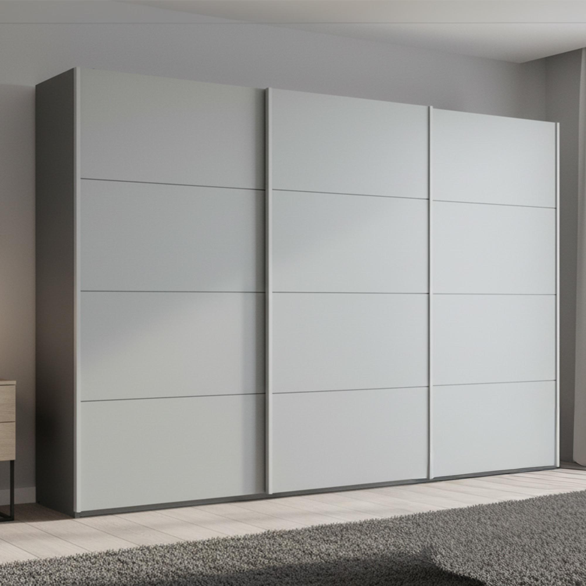 Rauch Beluga Extra 361cm 3 Door Sliding Wardrobe - Graphite and Silk Grey