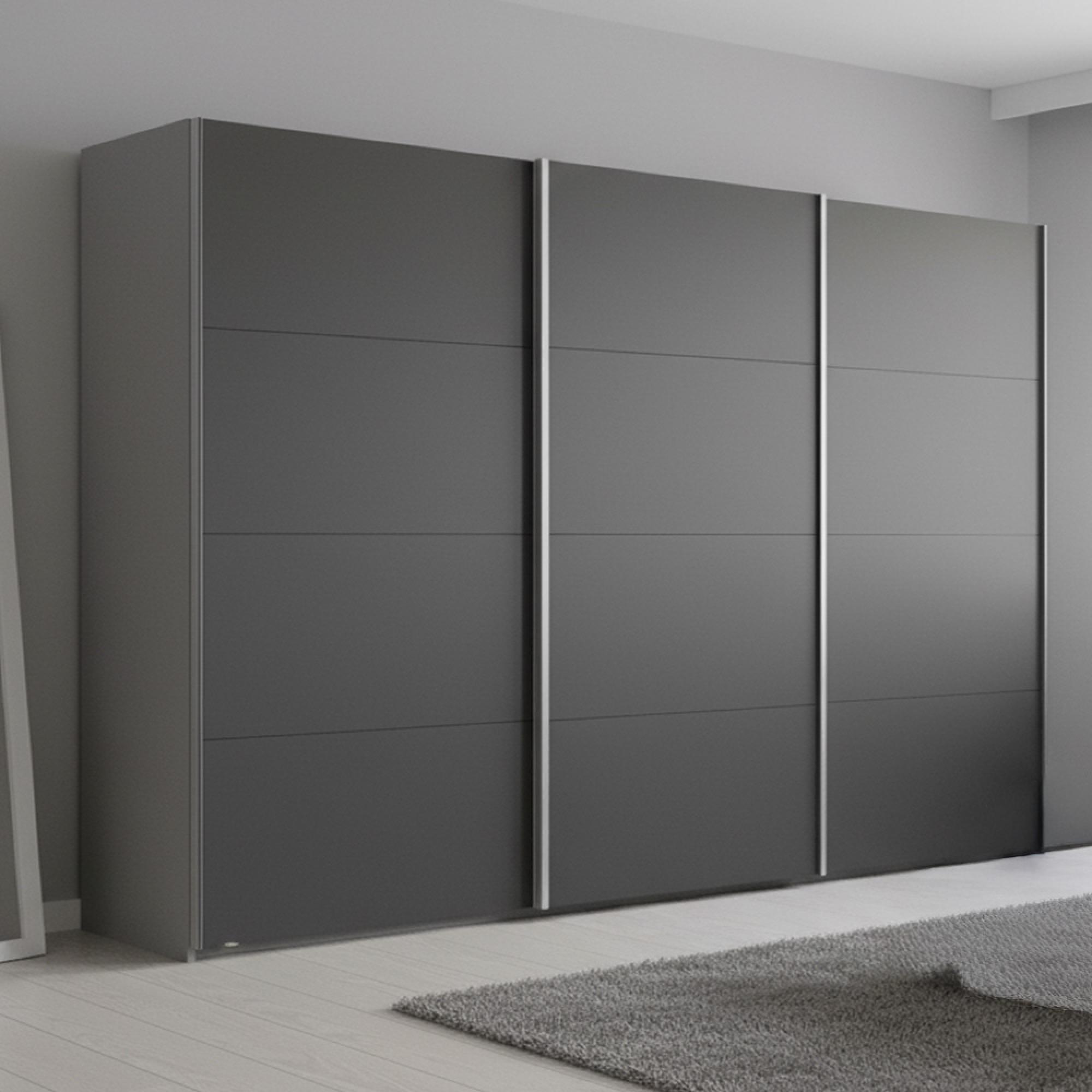 Rauch Beluga Extra 361cm 3 Door Sliding Wardrobe - Silk Grey and Graphite