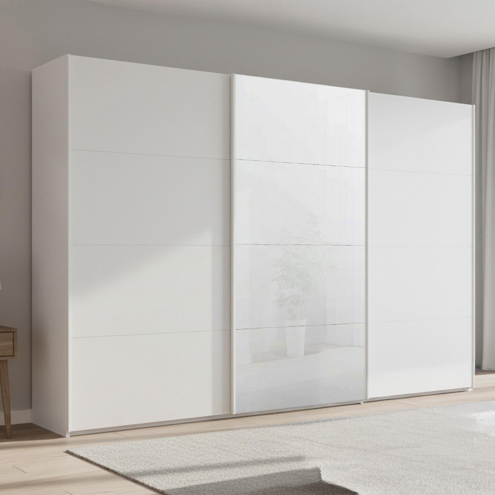 Rauch Beluga Extra 361cm 3 Door Sliding Wardrobe - White High Gloss and Alpine White Front