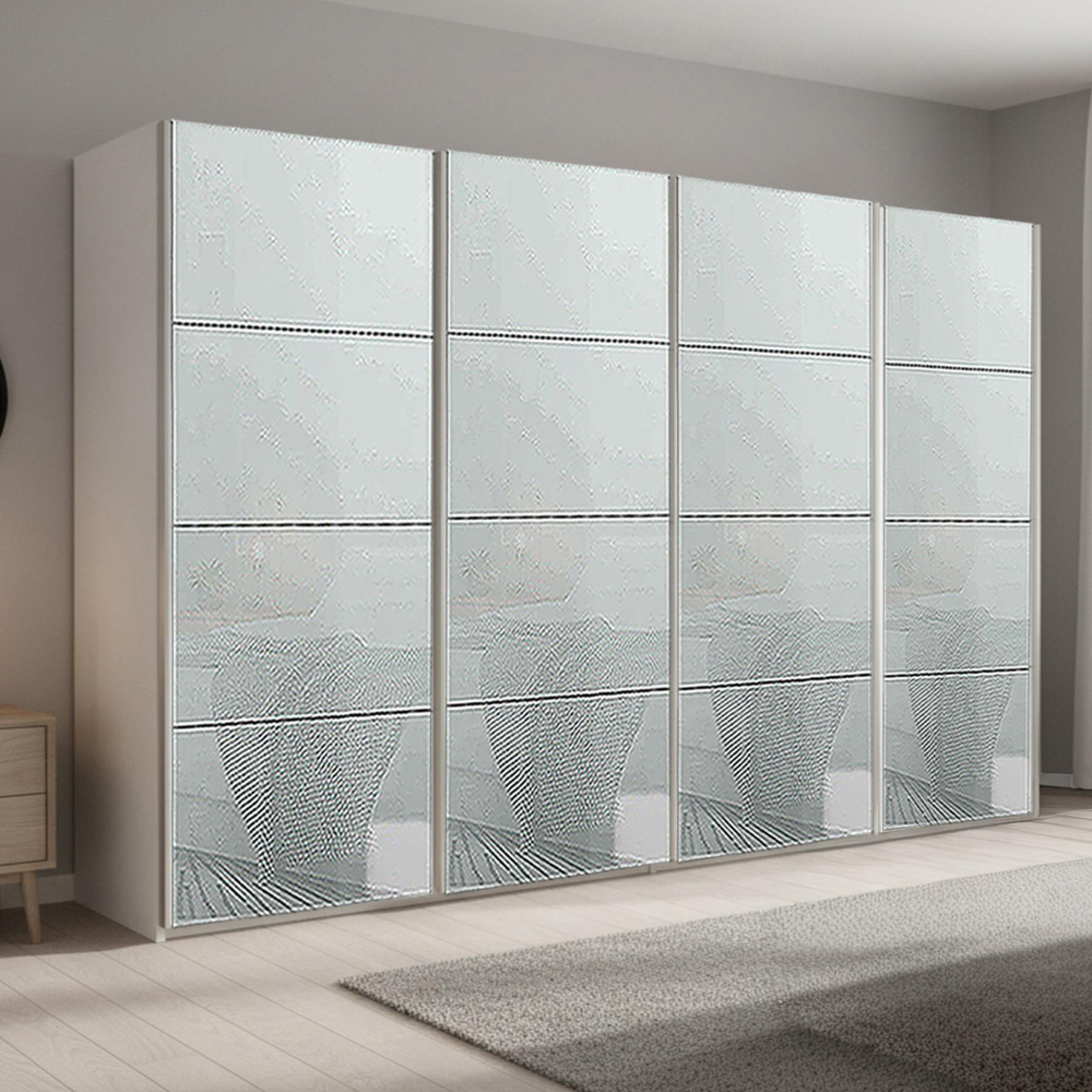 Rauch Beluga Extra 361cm 4 Door Sliding Wardrobe - Alpine White and Silk Grey Glass