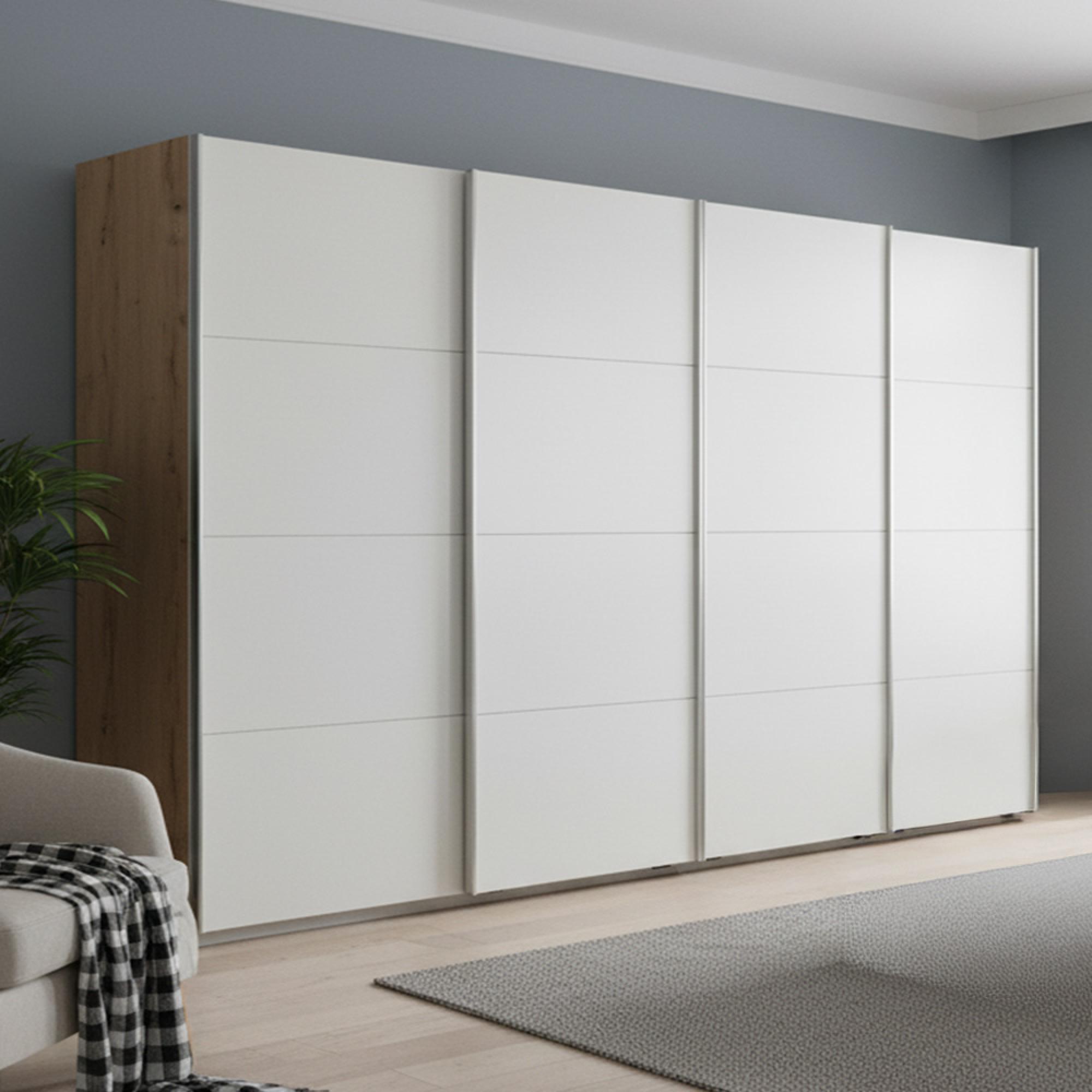 Rauch Beluga Extra 361cm 4 Door Sliding Wardrobe - Artisan Oak and Alpine White
