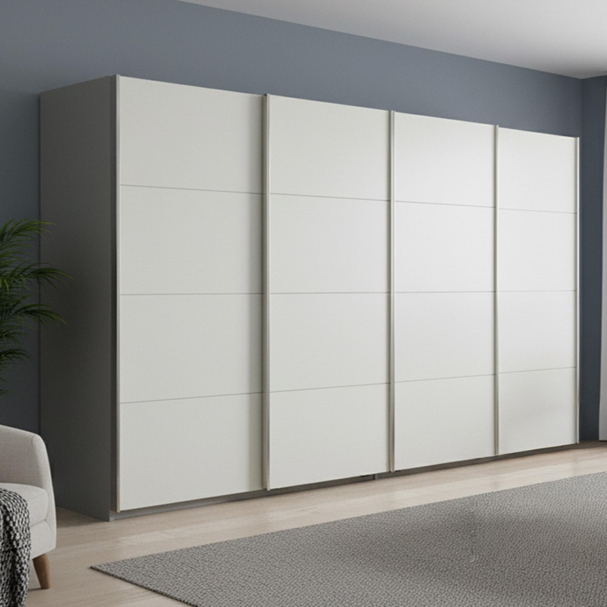 Rauch Beluga Extra 361cm 4 Door Sliding Wardrobe - Silk Grey and Alpine White