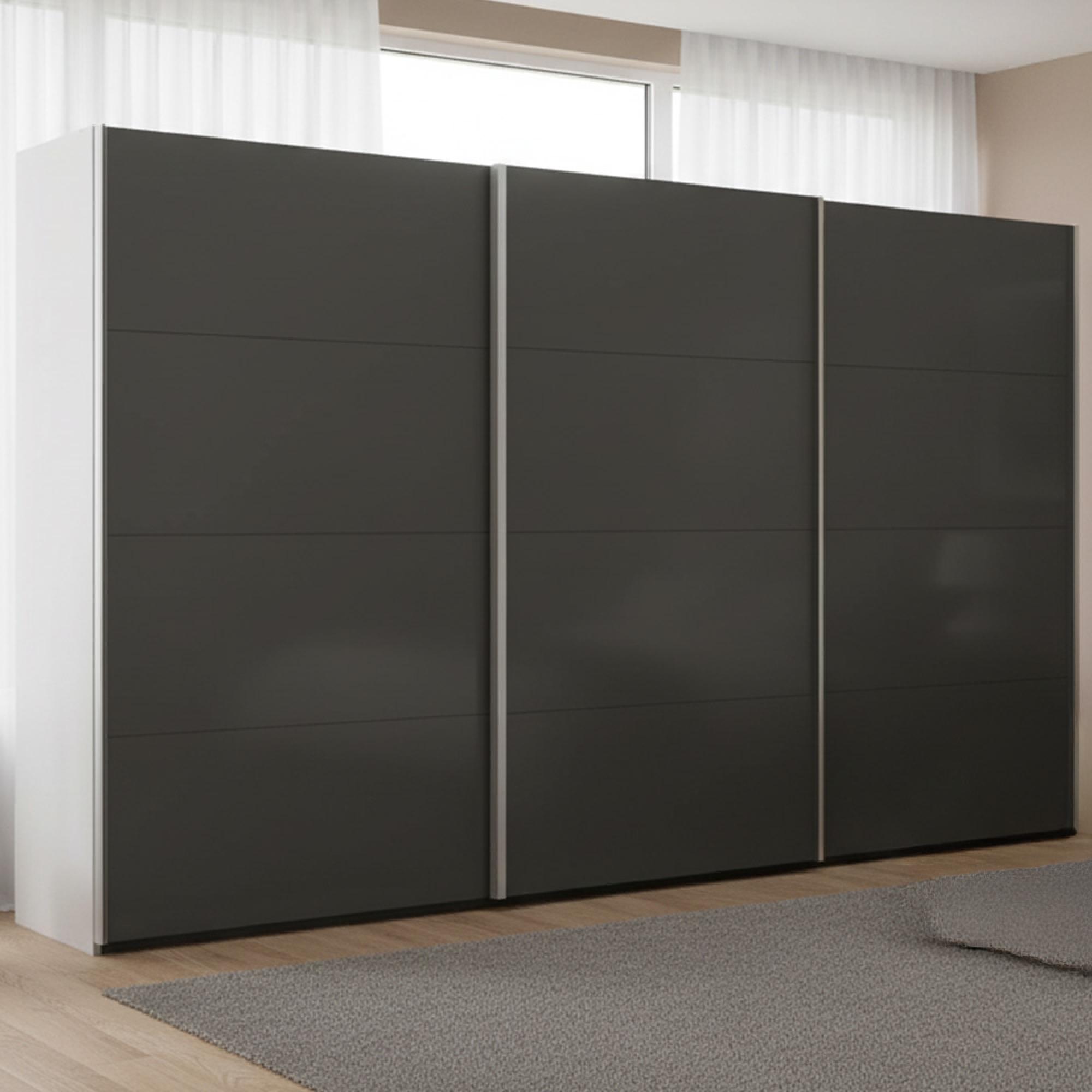 Rauch Beluga Extra 406cm 3 Door Sliding Wardrobe - Alpine White and Graphite