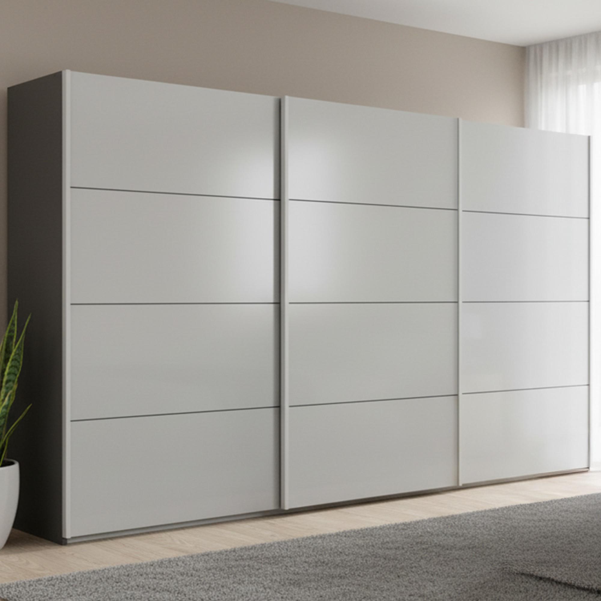 Rauch Beluga Extra 406cm 3 Door Sliding Wardrobe - Graphite and Silk Grey