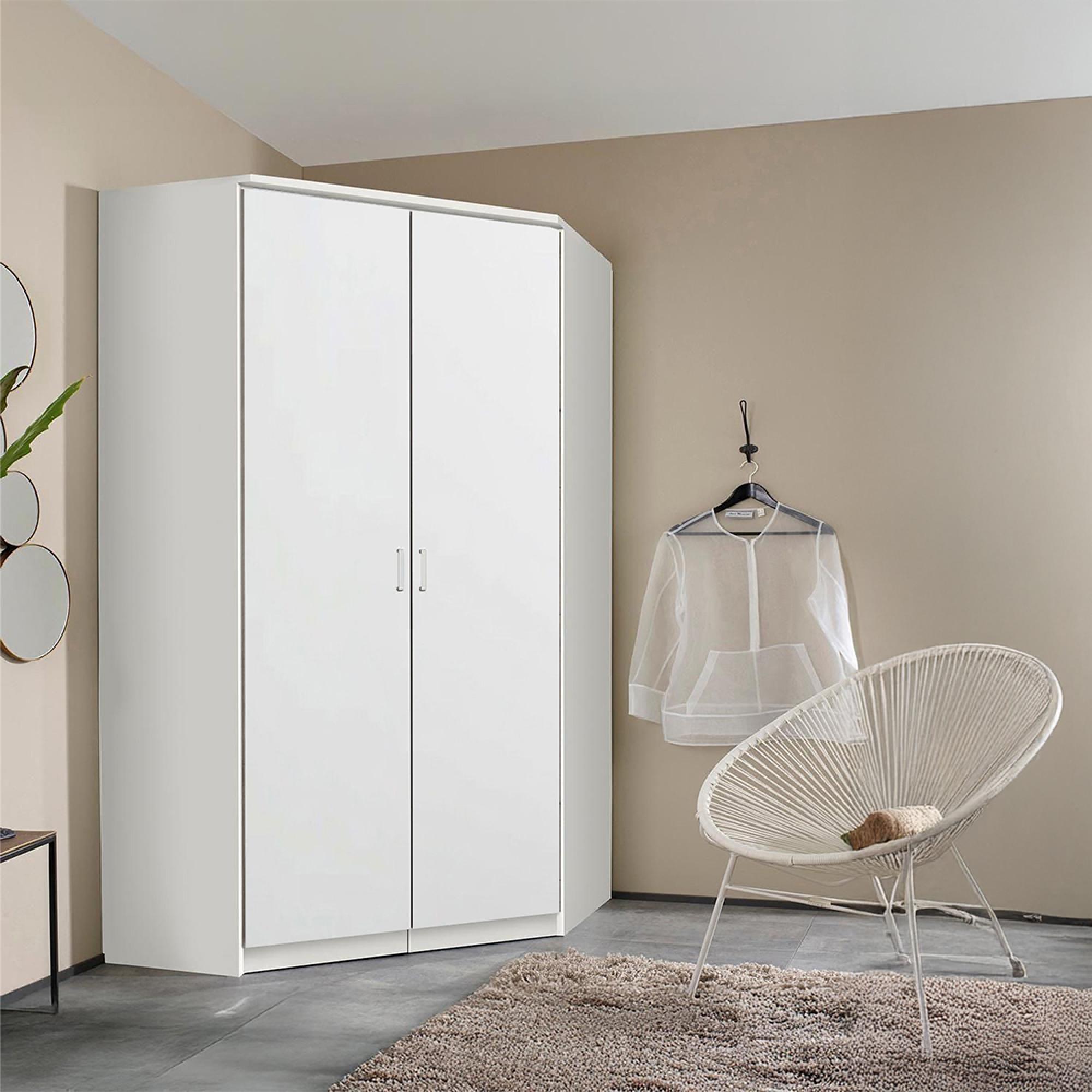 Rauch Celle Matt 117cm 2 Door Corner Wardrobe - Alpine White