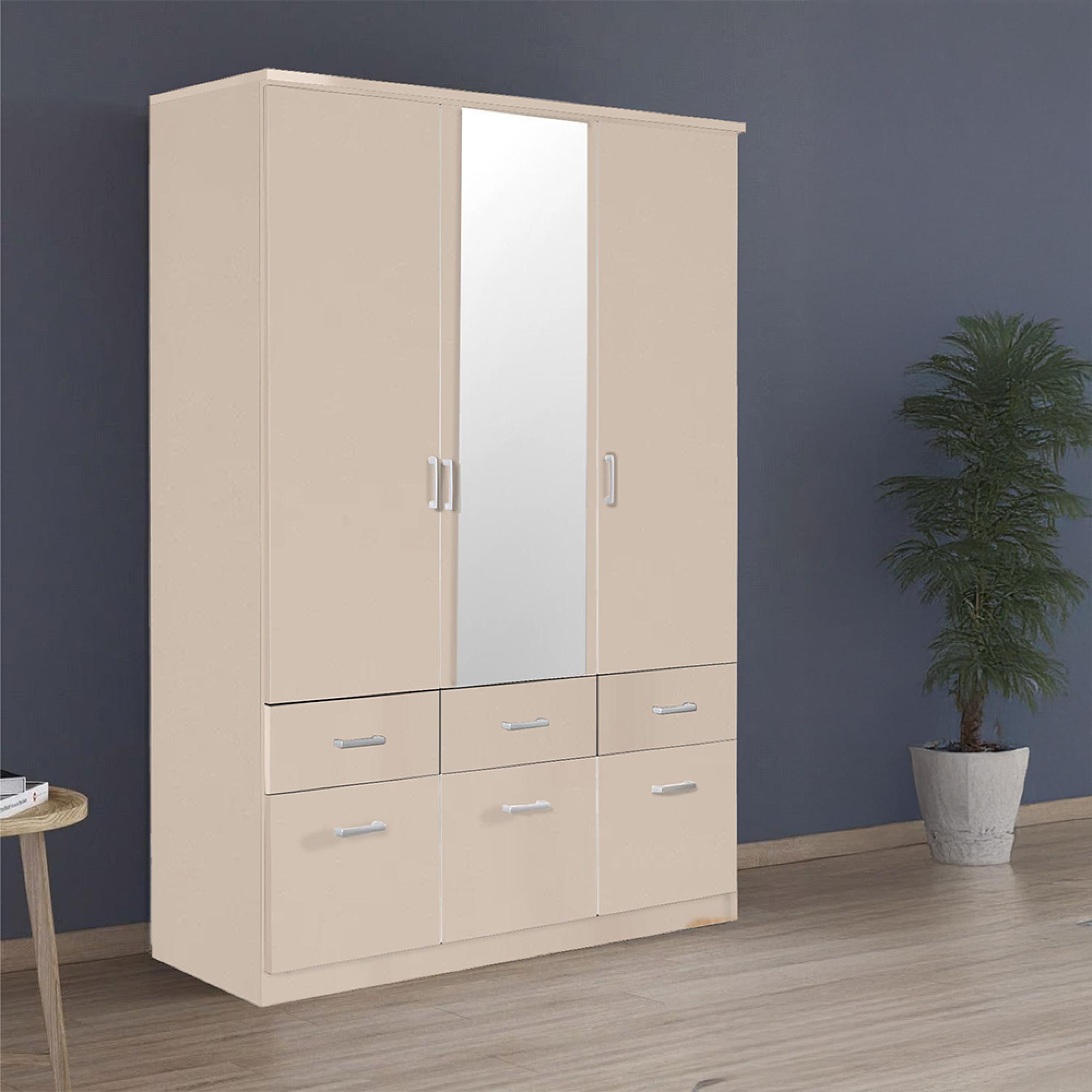 Rauch Celle Matt 136cm 3 Door Combi Wardrobe - Champagne