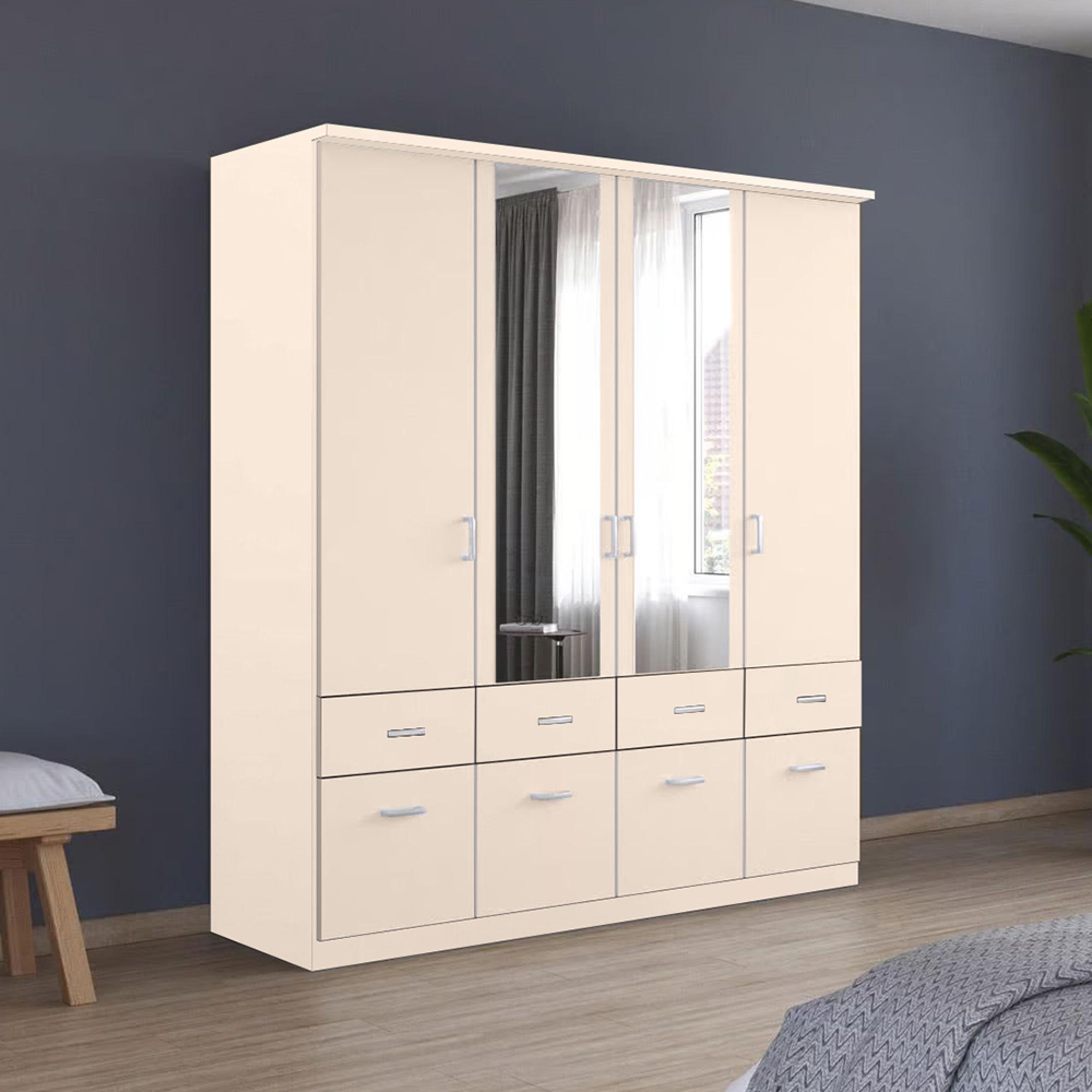 Rauch Celle Matt 181cm 4 Door Combi Wardrobe - Champagne