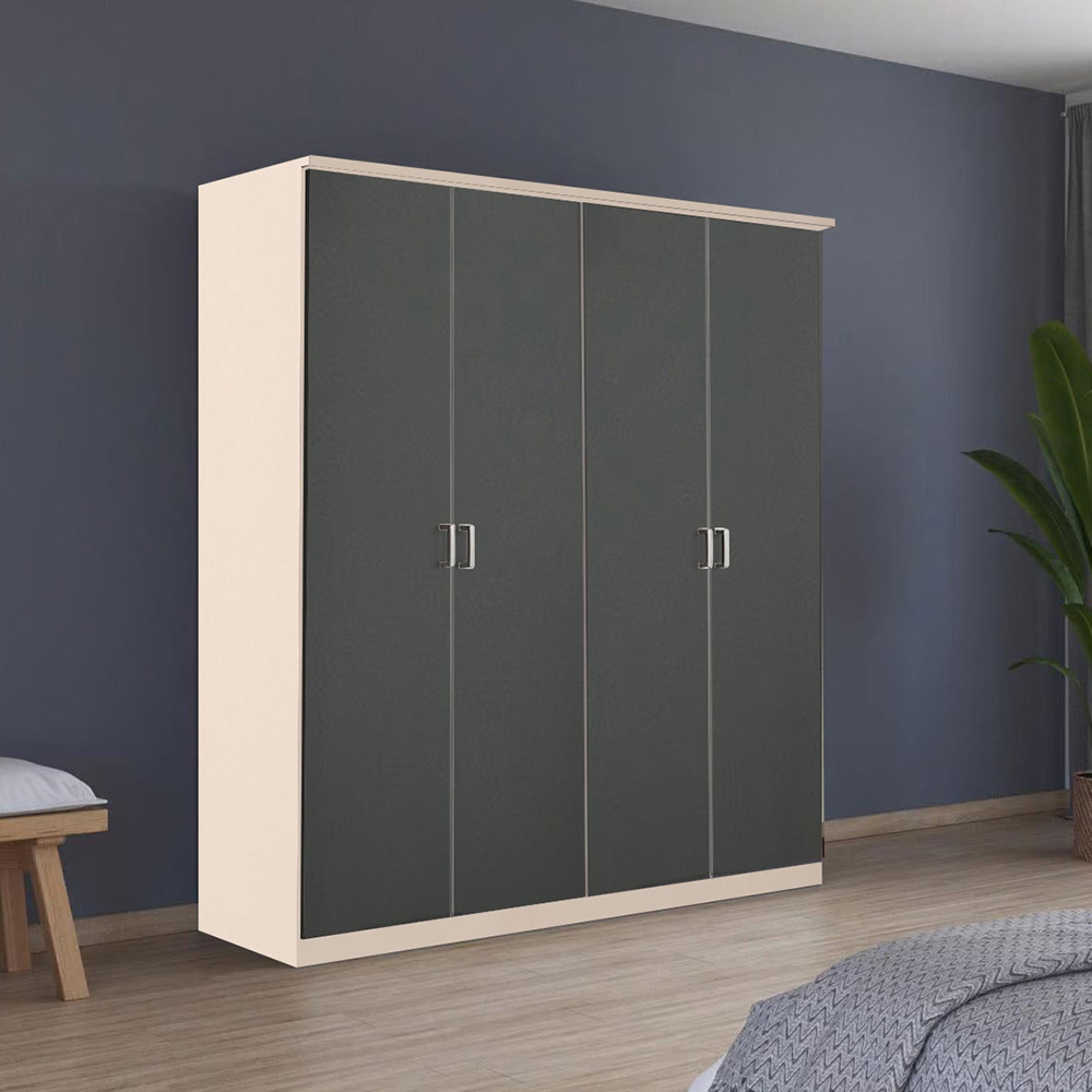 Rauch Celle Matt 181cm 4 Door Wardrobe - Champagne and Metallic Dark Grey