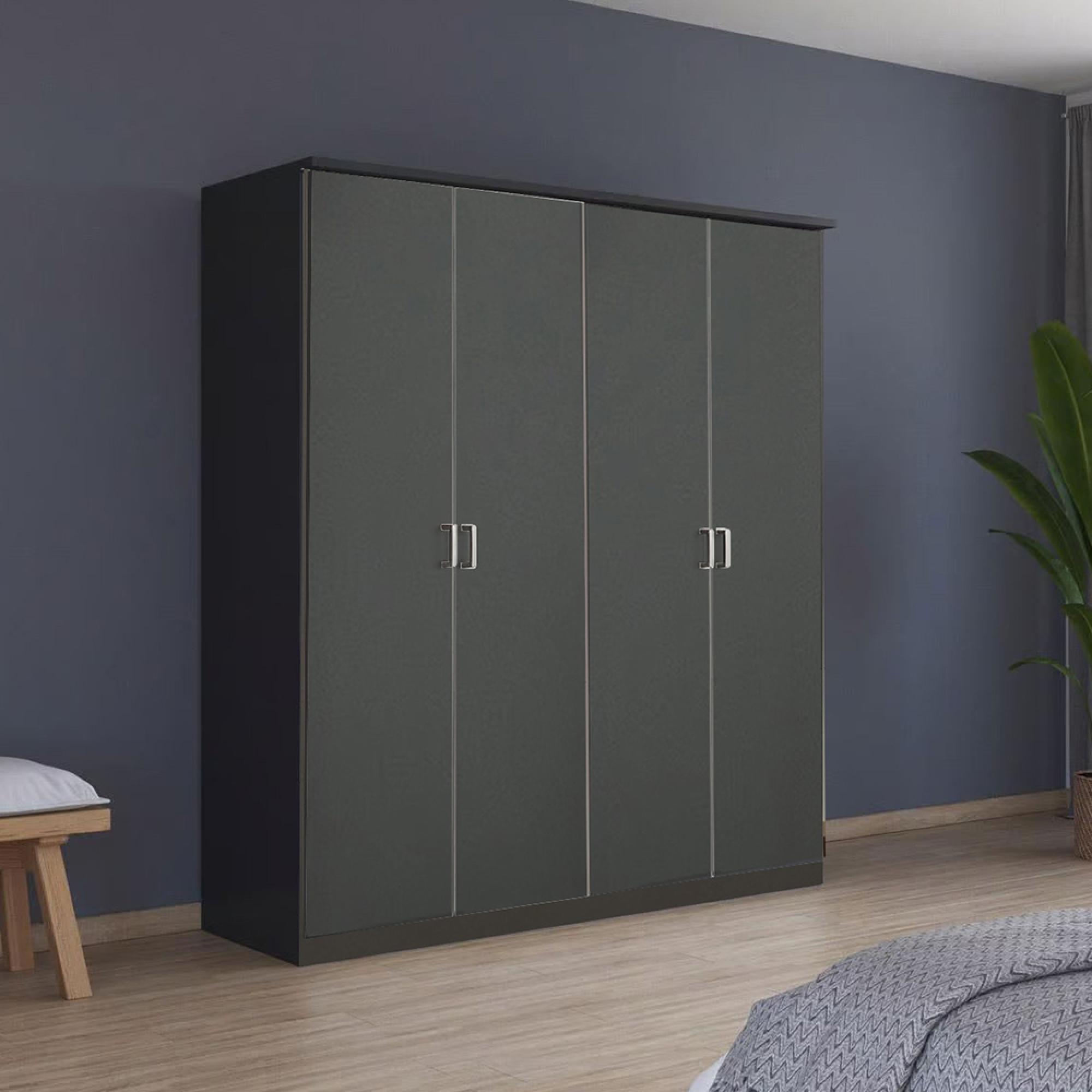 Rauch Celle Matt 181cm 4 Door Wardrobe - Metallic Dark Grey