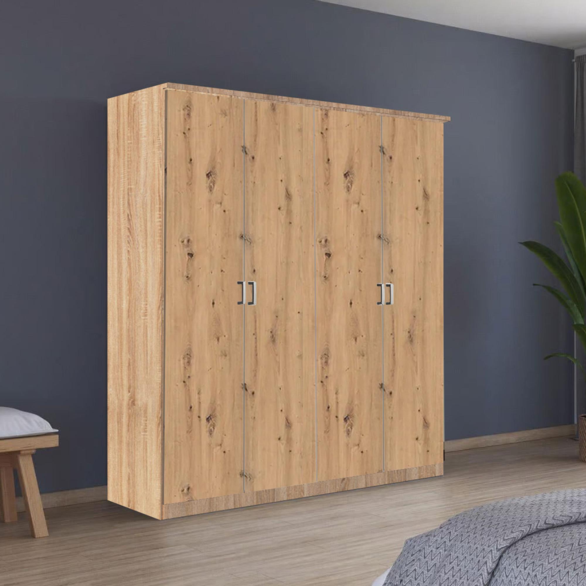 Rauch Celle Matt 181cm 4 Door Wardrobe - Sonoma Oak and Artisan Oak
