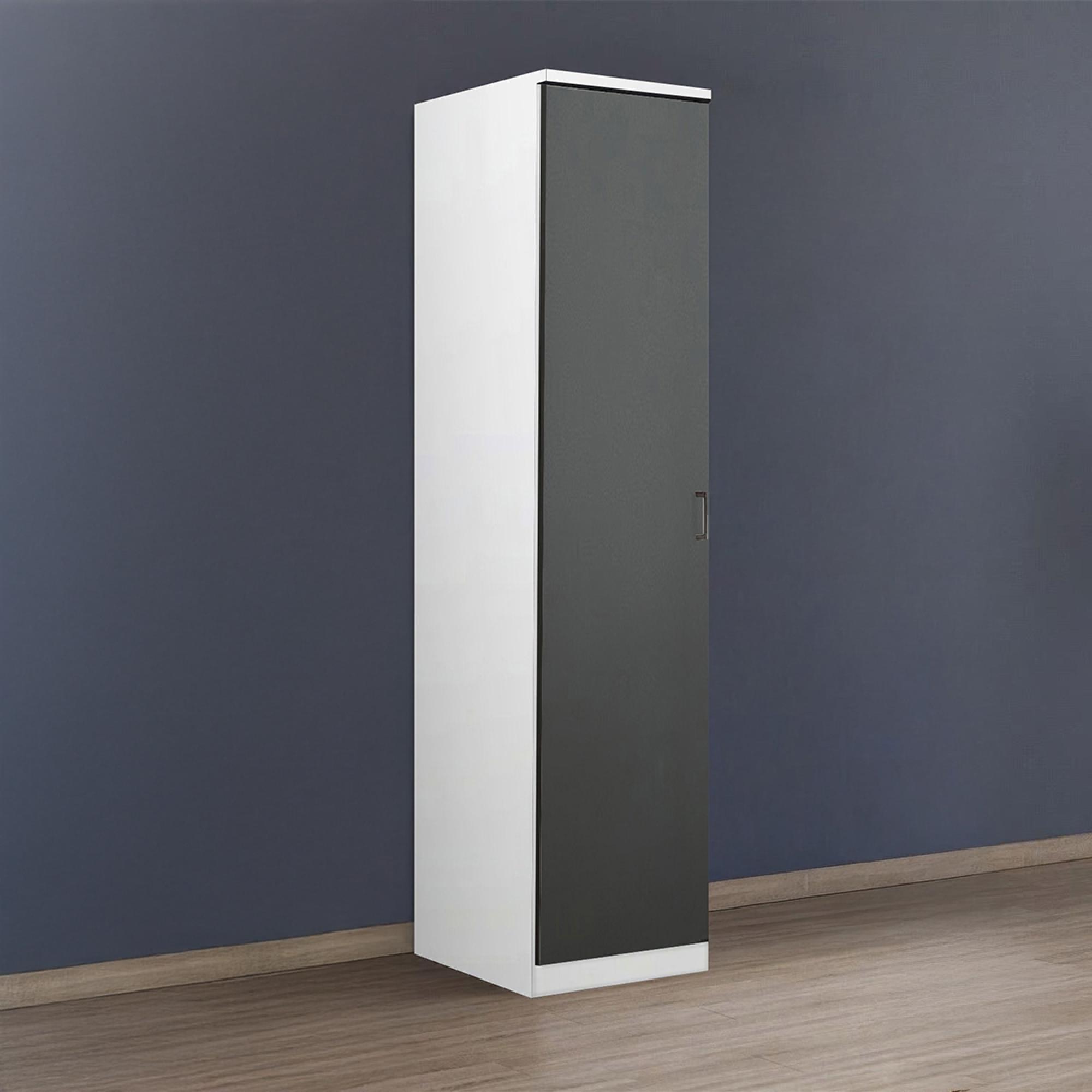 Rauch Celle Matt 47cm 1 LH Door Wardrobe - Alpine White and Metallic Dark Grey