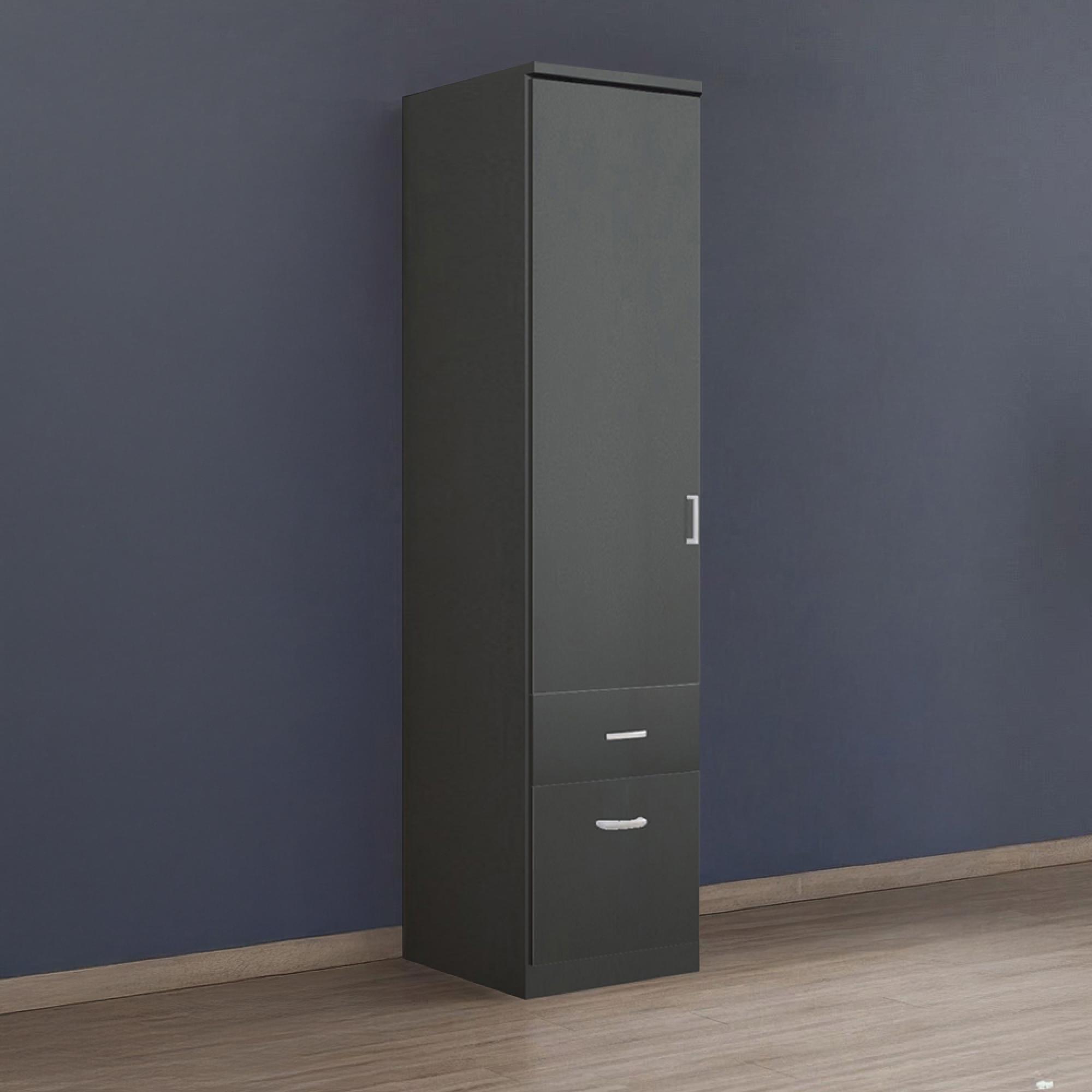 Rauch Celle Matt 47cm 1 LH Door Wardrobe with Drawer - Metallic Dark Grey
