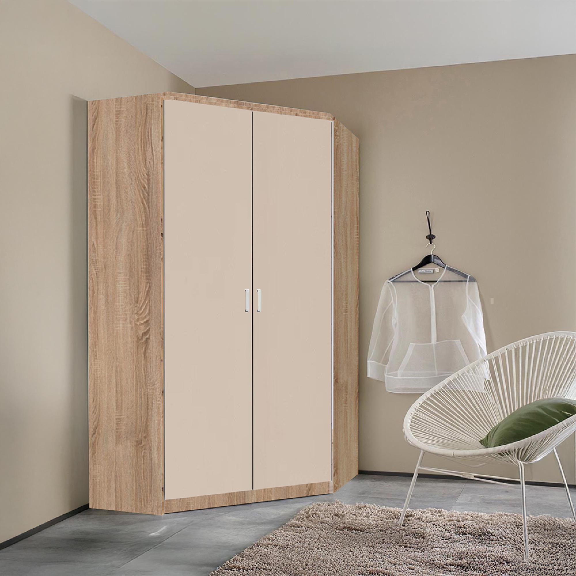 Rauch Celle Super 117cm 2 Door Corner Wardrobe - Sonoma Oak and Champagne
