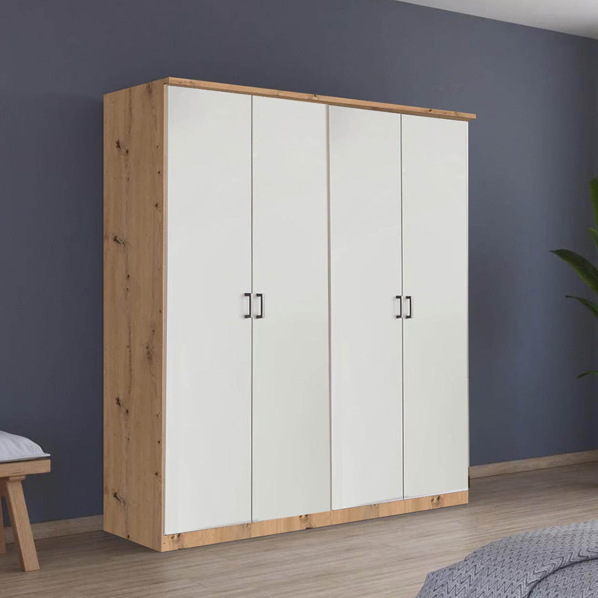Rauch Celle Super 181cm 4 Door Wardrobe - Artisan Oak and Alpine White