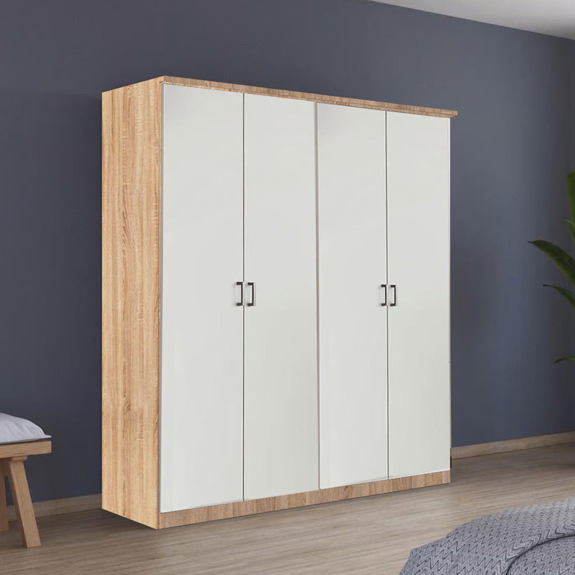 Rauch Celle Super 181cm 4 Door Wardrobe - Sonoma Oak and Alpine White