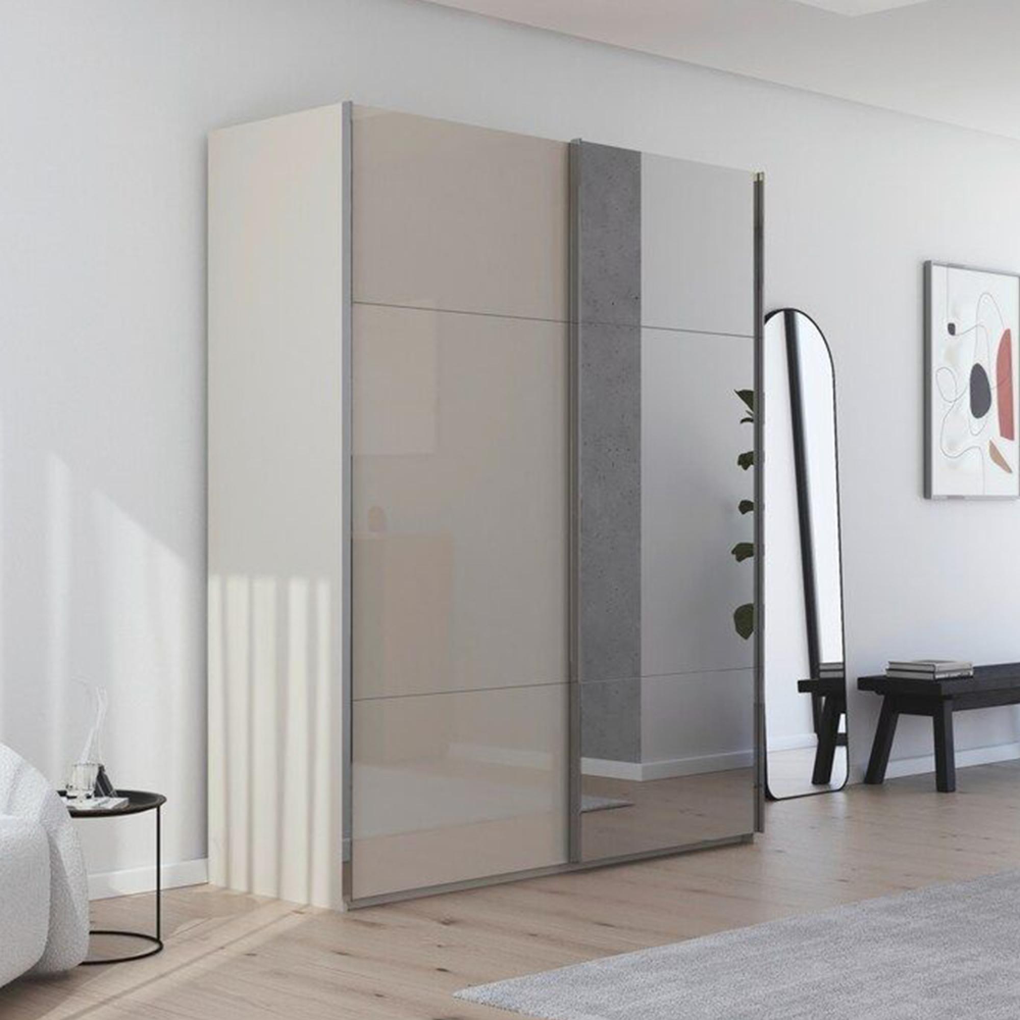 Rauch Contido 181cm 2 Door Sliding Mirror Wardrobe with Extras - Champagne Glass