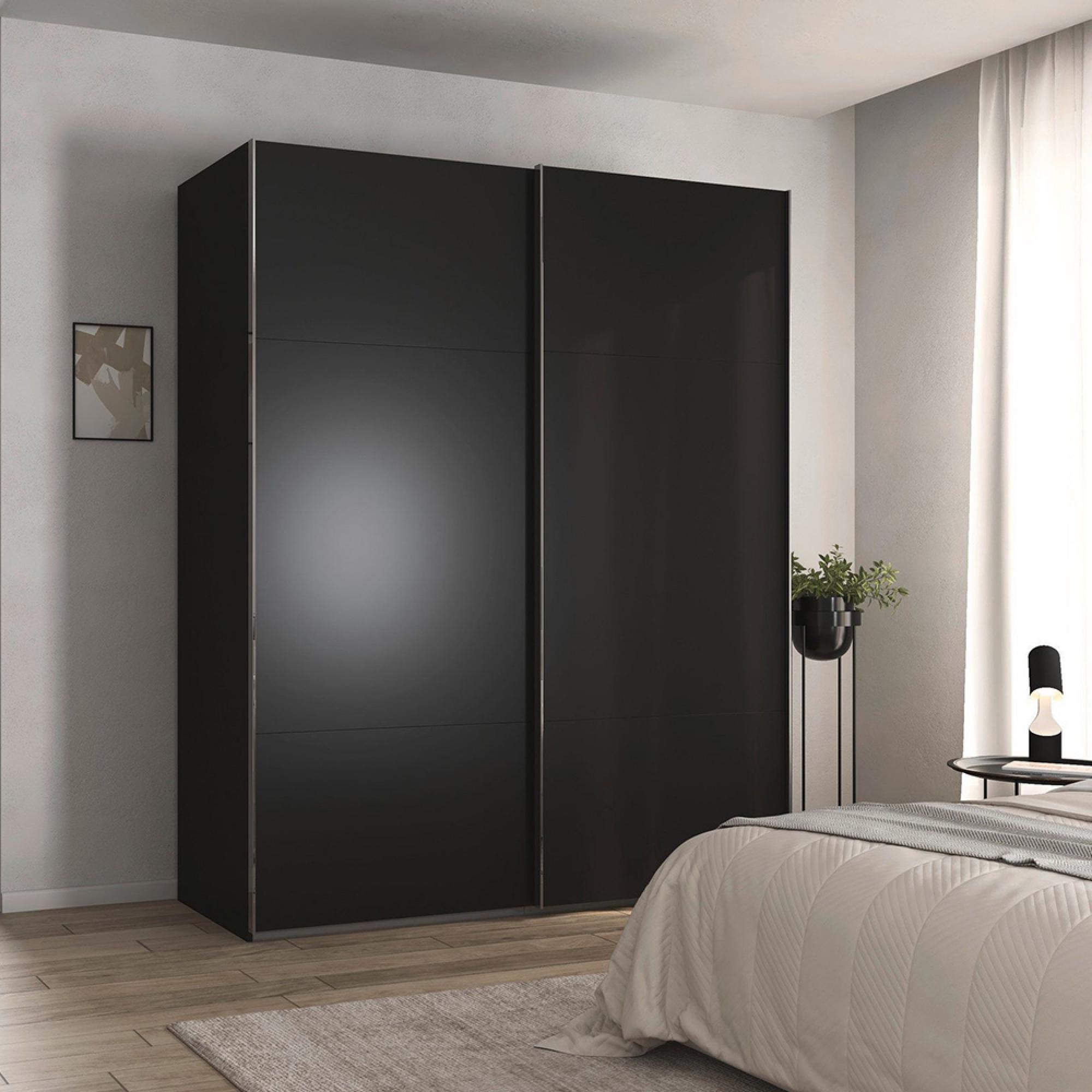 Rauch Contido 181cm 2 Door Sliding Wardrobe with Extras - Black