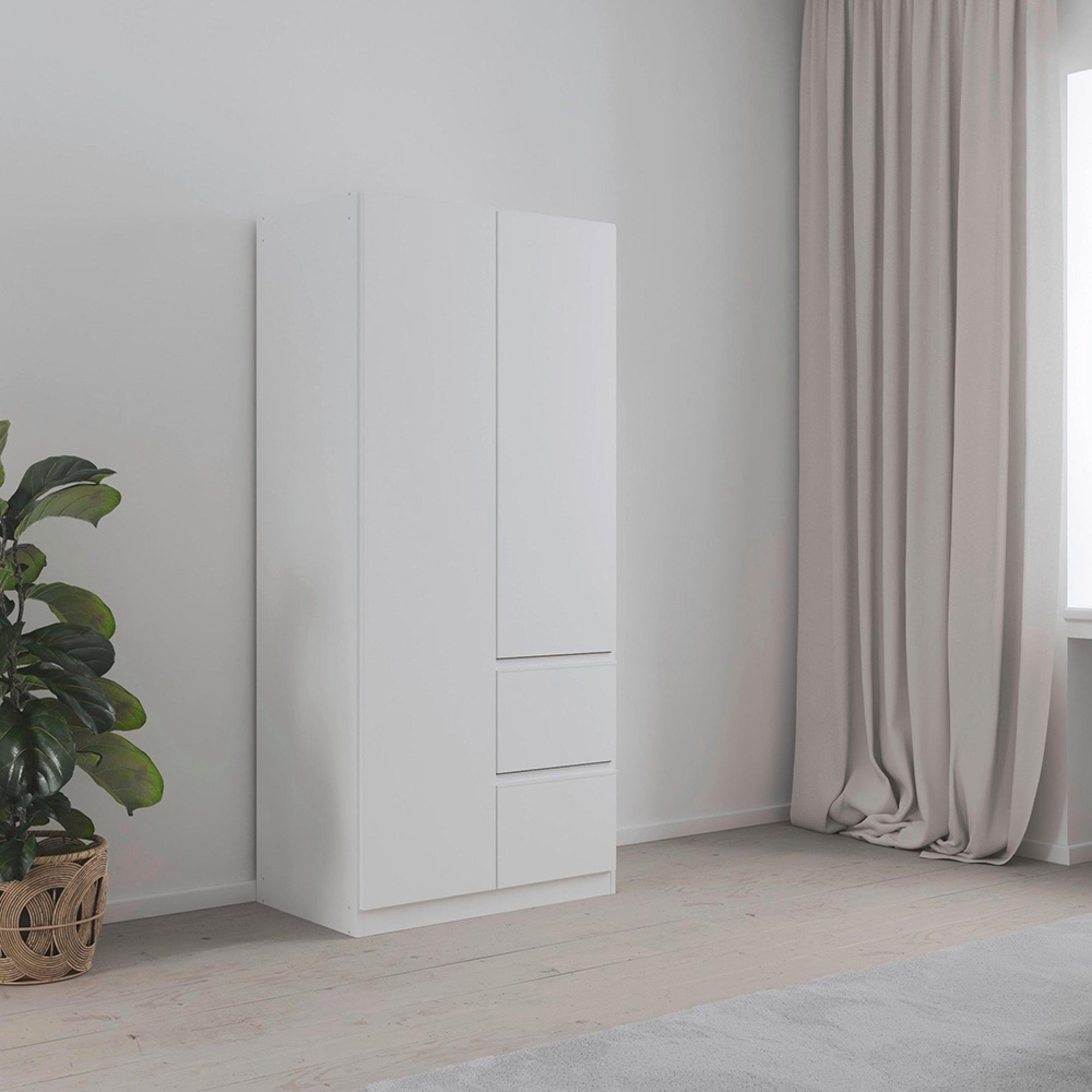 Rauch Costa 91cm 2 Door Wardrobe with LHF Drawers - Alpine White