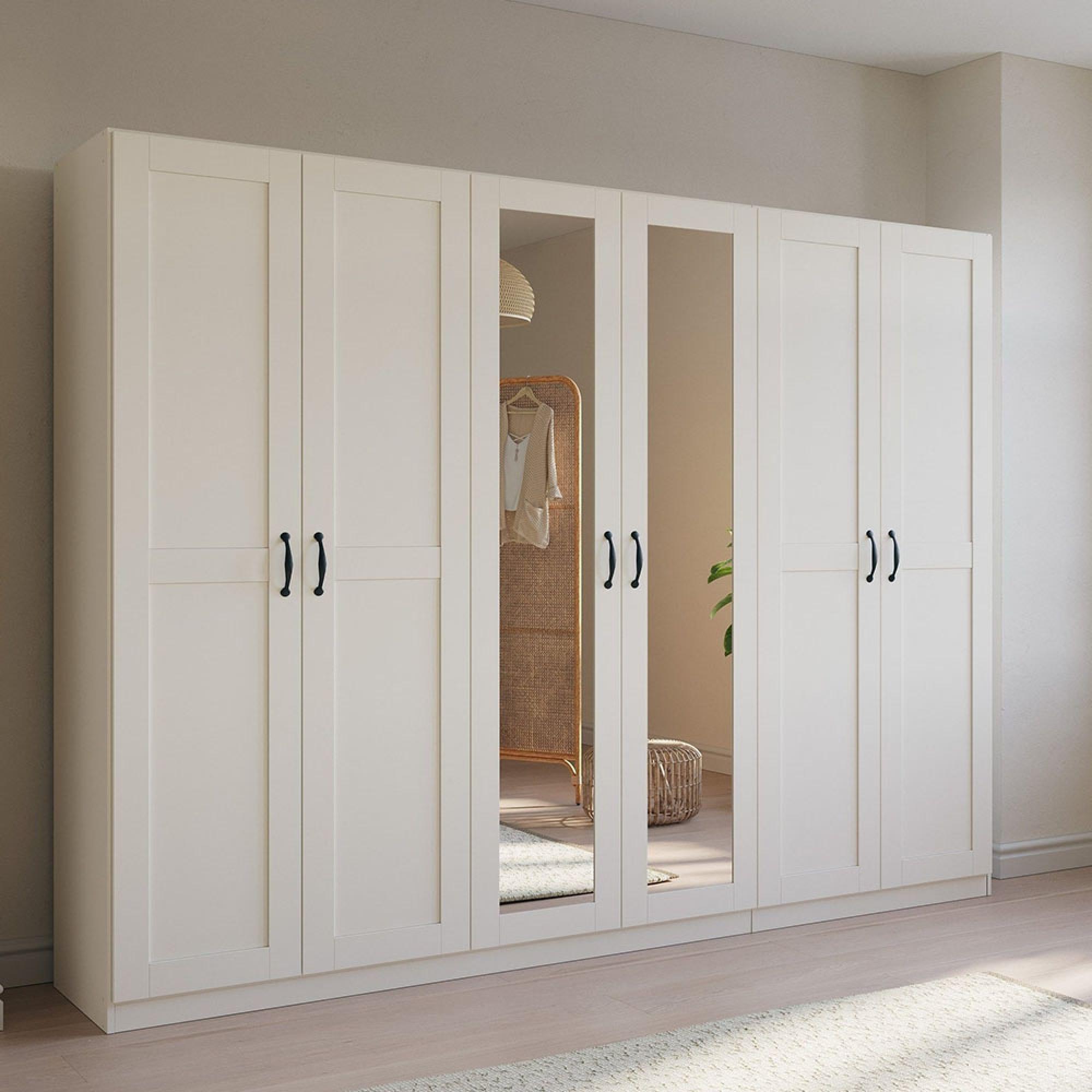 Rauch Cottage 271cm 6 Door Mirror Wardrobe - Alpine White