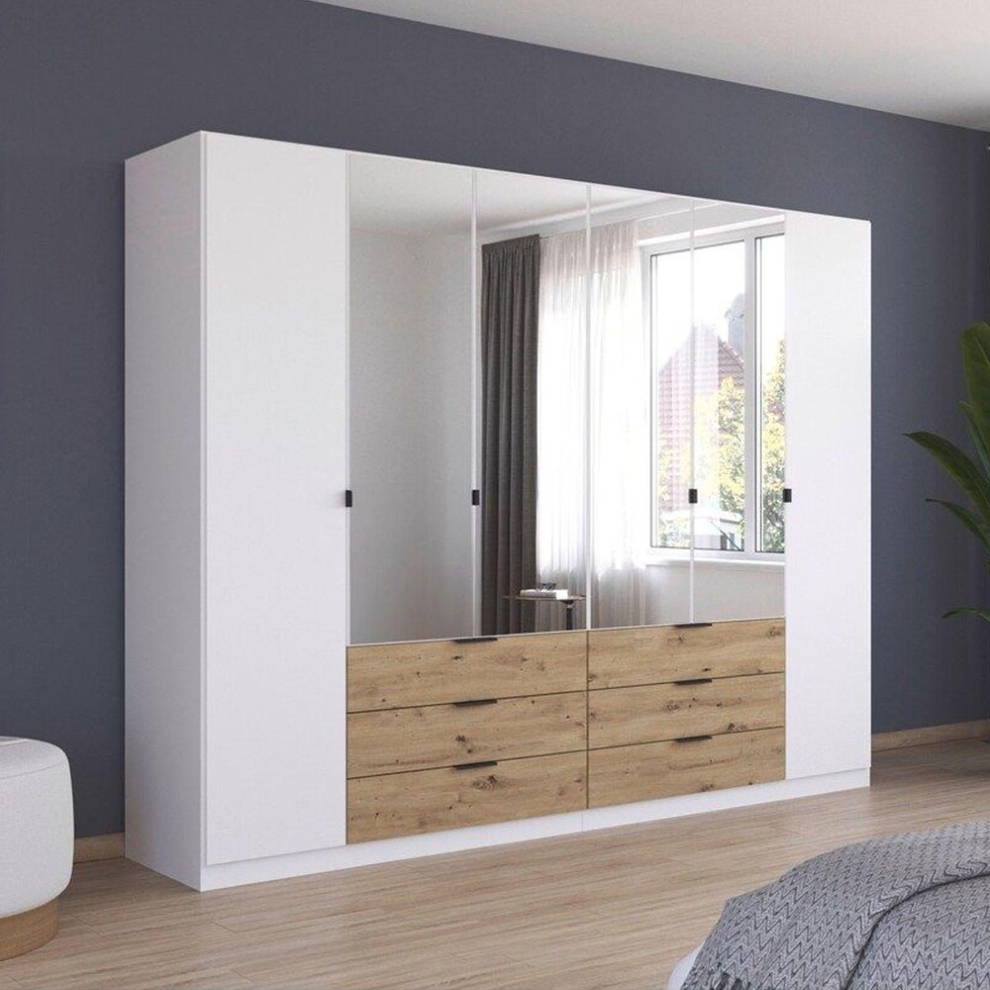 Rauch Davoa 271cm 6 Door Combi Wardrobe - Alpine White and Artisan Oak
