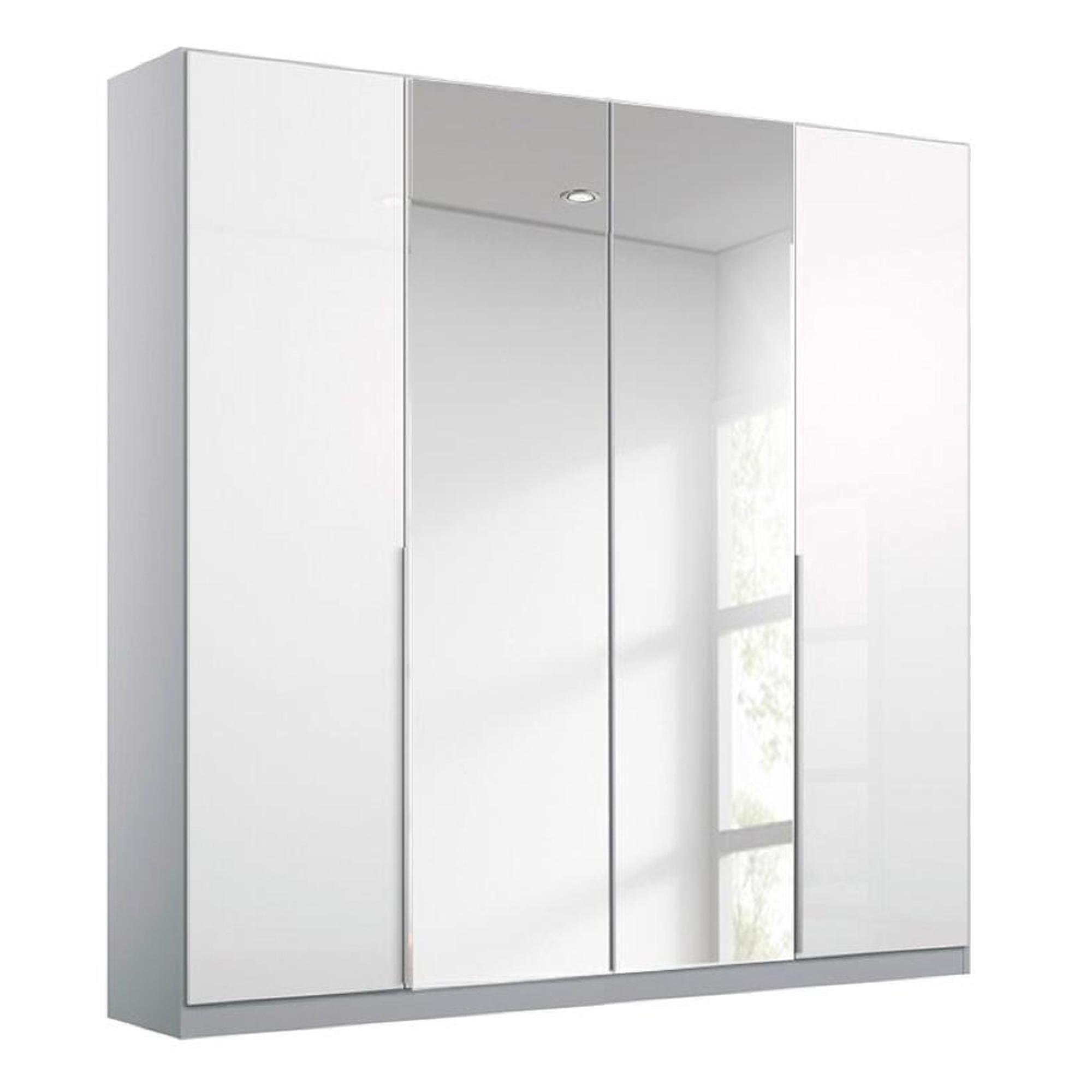 Rauch Elegant4you 181cm 4 Door Wardrobe with Mirror - 197cm - Alpine White and White High Gloss