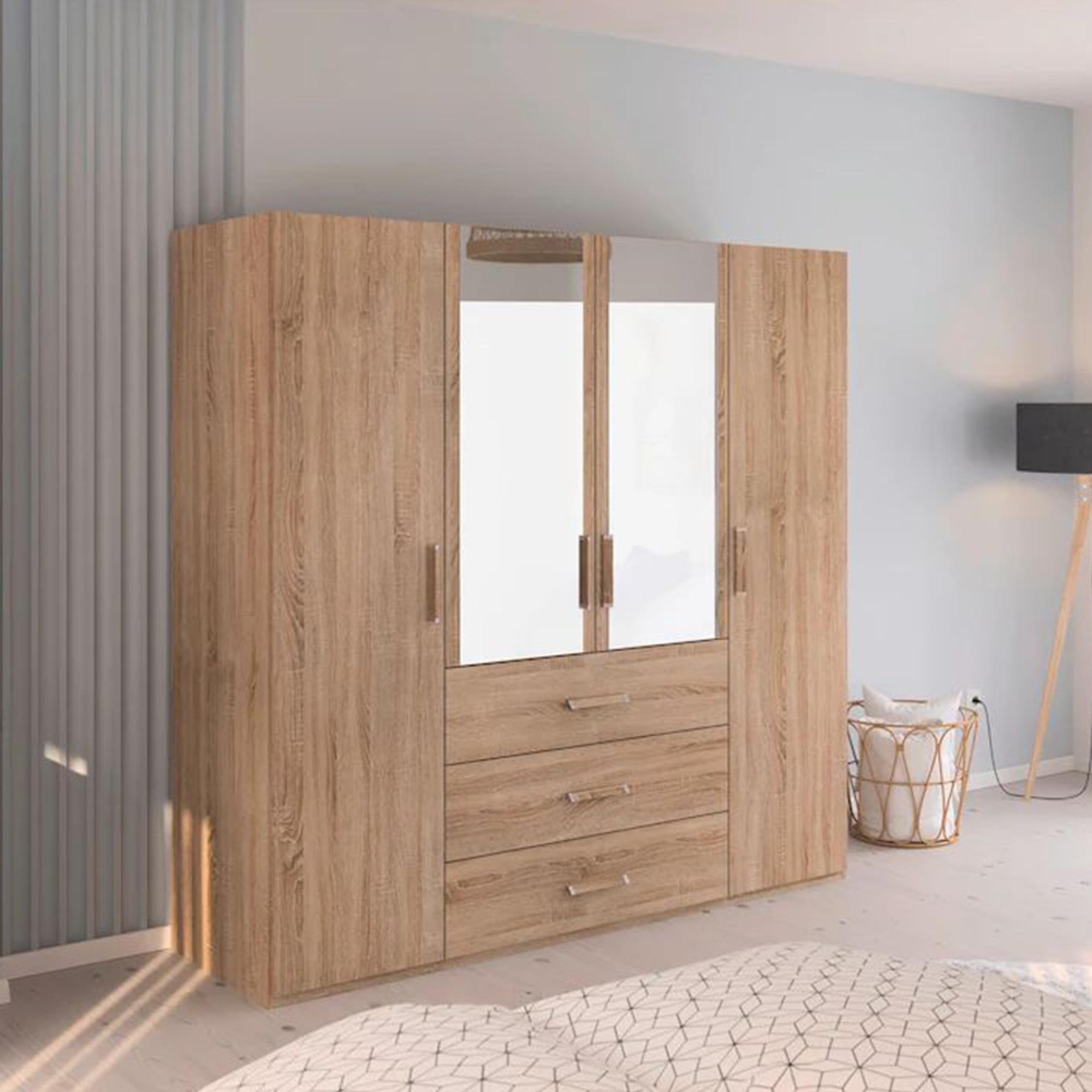 Rauch Evelyn 201cm 4 Door Combi Wardrobe - H 197cm - Sonoma Oak