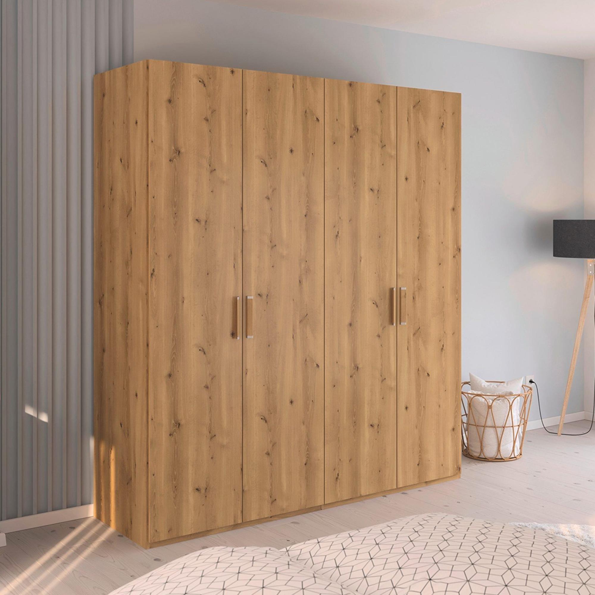 Rauch Evelyn 201cm 4 Door Wardrobe - H 223cm - Wild Oak